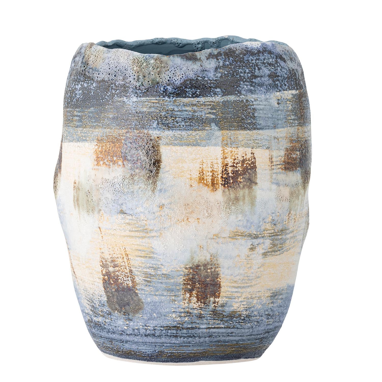 Die Nienna Vase von Bloomingville aus blauem Steingut überzeugt mit stilvollem Design und erstklassiger Qualität.