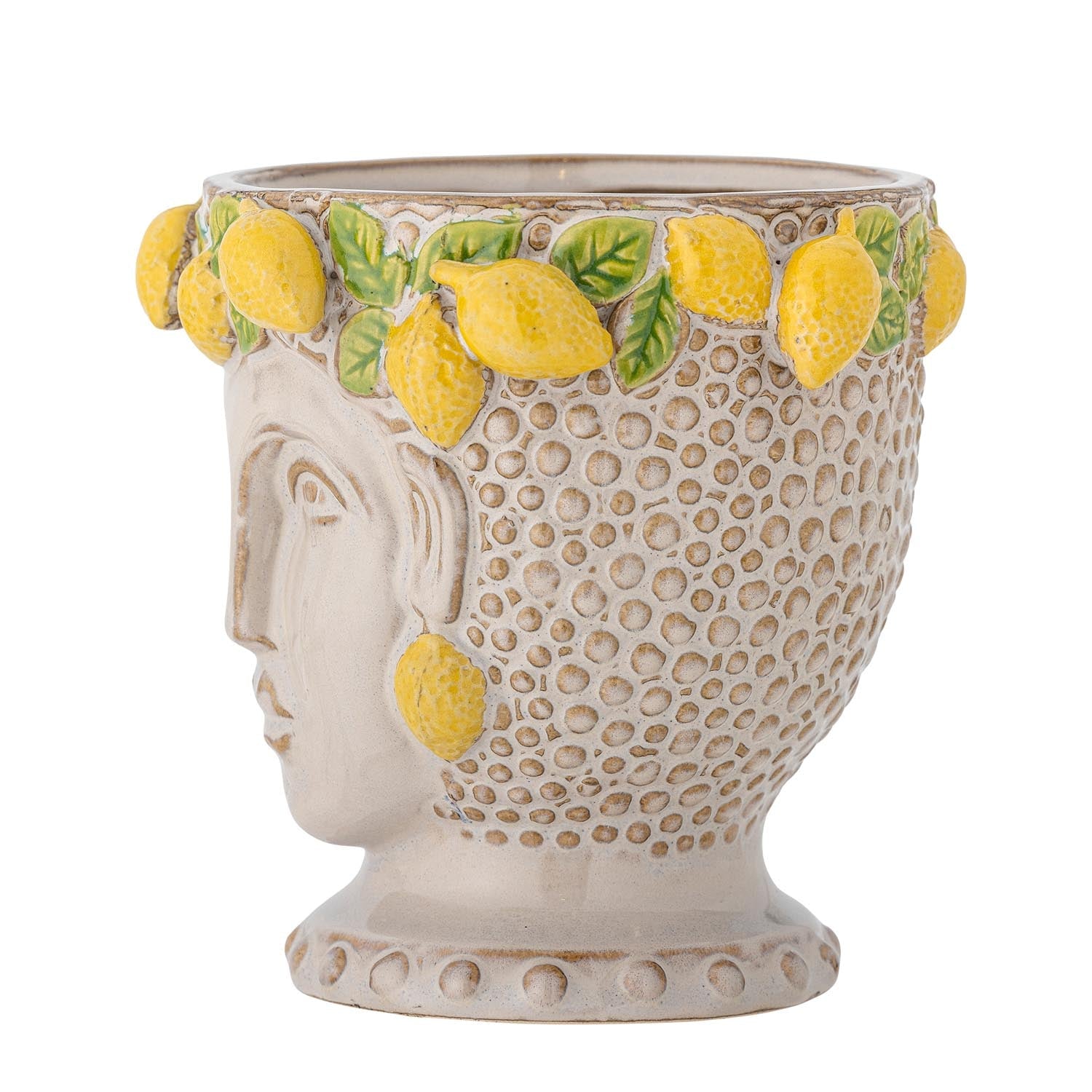 Eleganter gelber Steingut-Blumentopf von Creative Collection, ideal für Pflanzen, bringt frischen Stil in Ihr Zuhause.