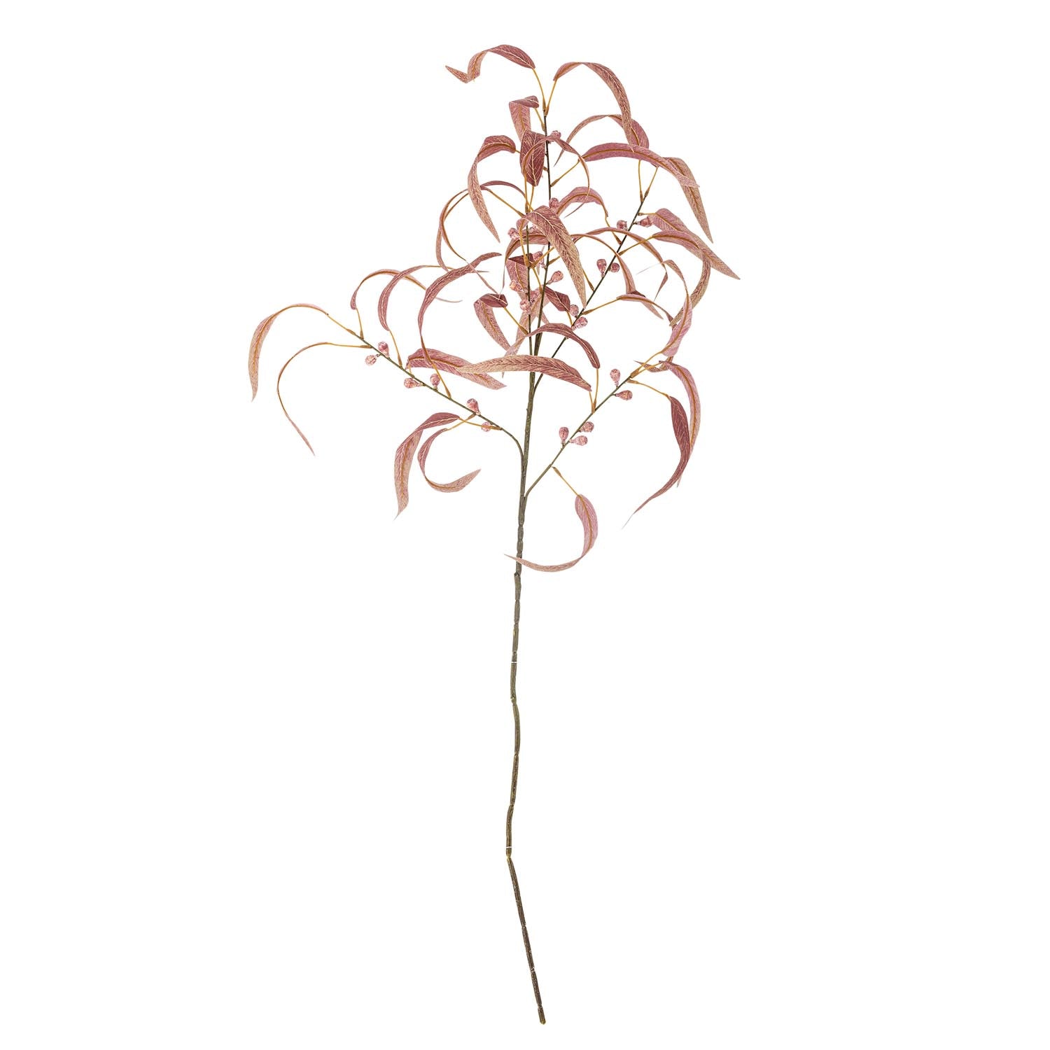 Künstlicher roter Eucalyptus Stiel von Bloomingville: realistisch, langlebig, pflegeleicht, ideal für Allergiker, vielseitig dekorierbar.