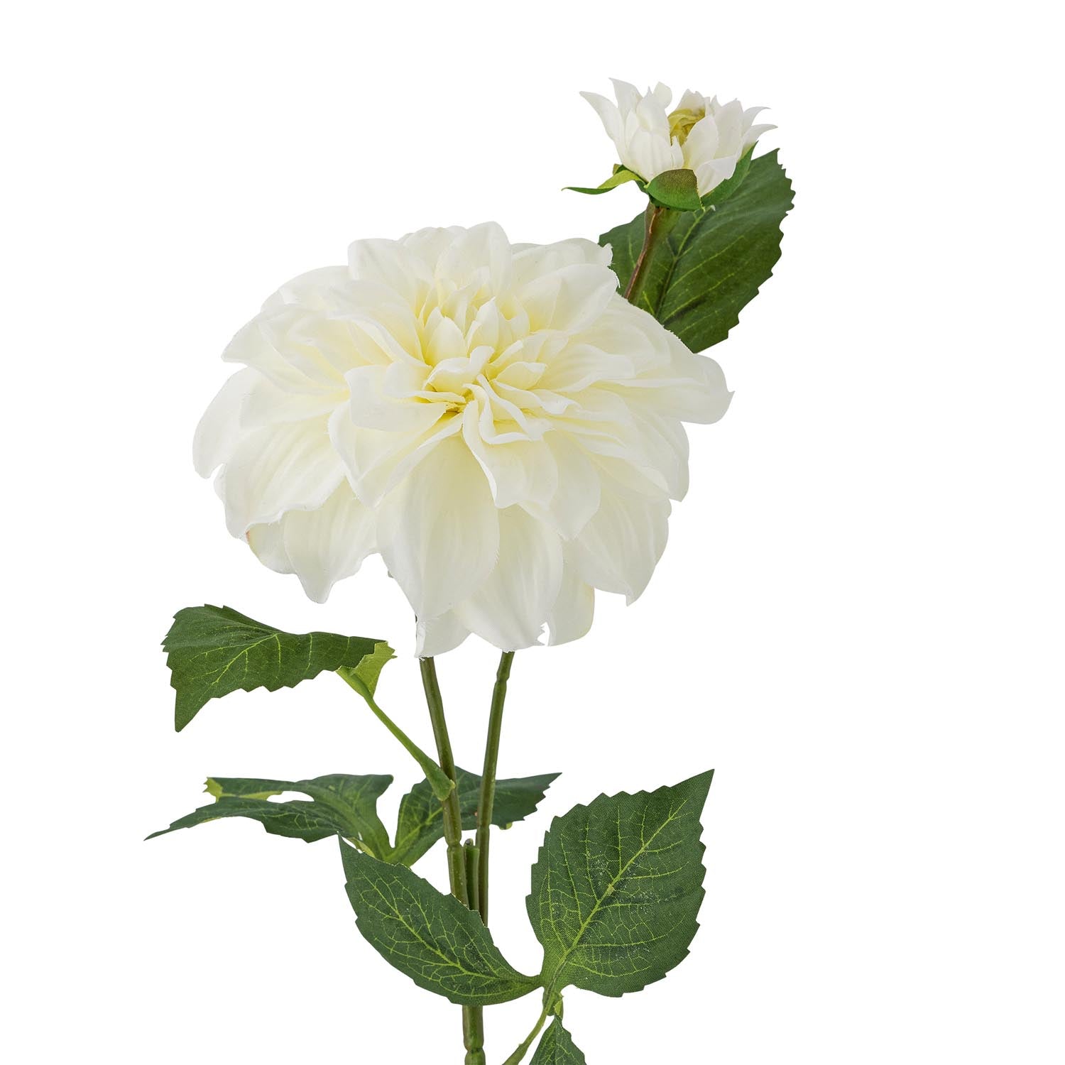 Eleganter künstlicher Dahlien-Stiel in Weiss von Bloomingville, ideal für stilvolle Dekorationen und langlebige Arrangements.