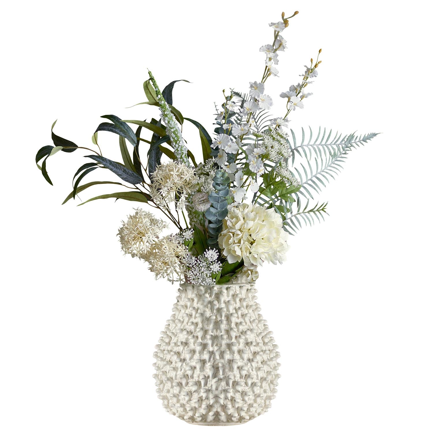Eleganter künstlicher Blumenstrauss in Weiss von Bloomingville, ideal für stilvolle Dekorationen und zeitlose Eleganz.