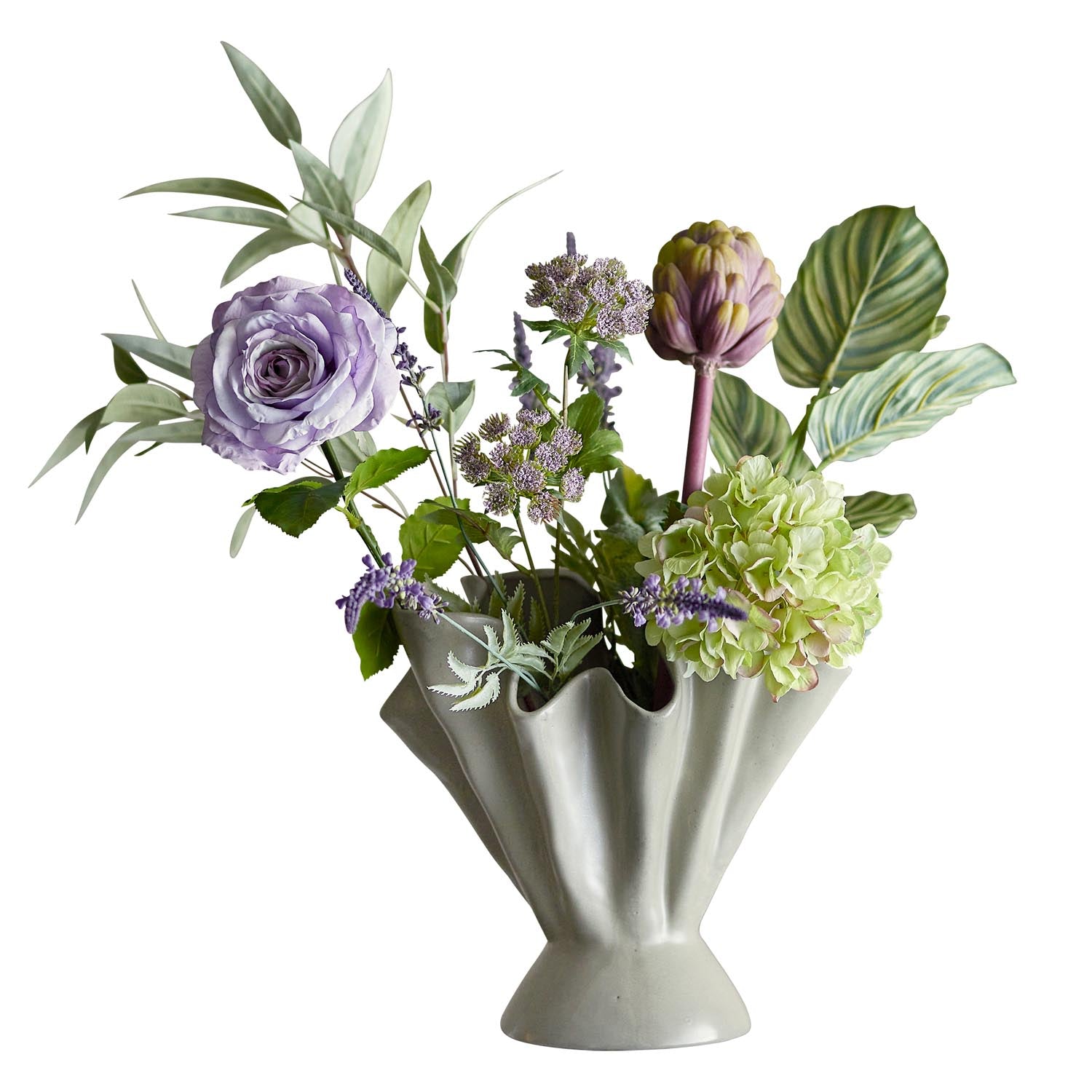Ein eleganter künstlicher Blumenstrauß in Violett von Bloomingville, perfekt für stilvolle Dekorationen.