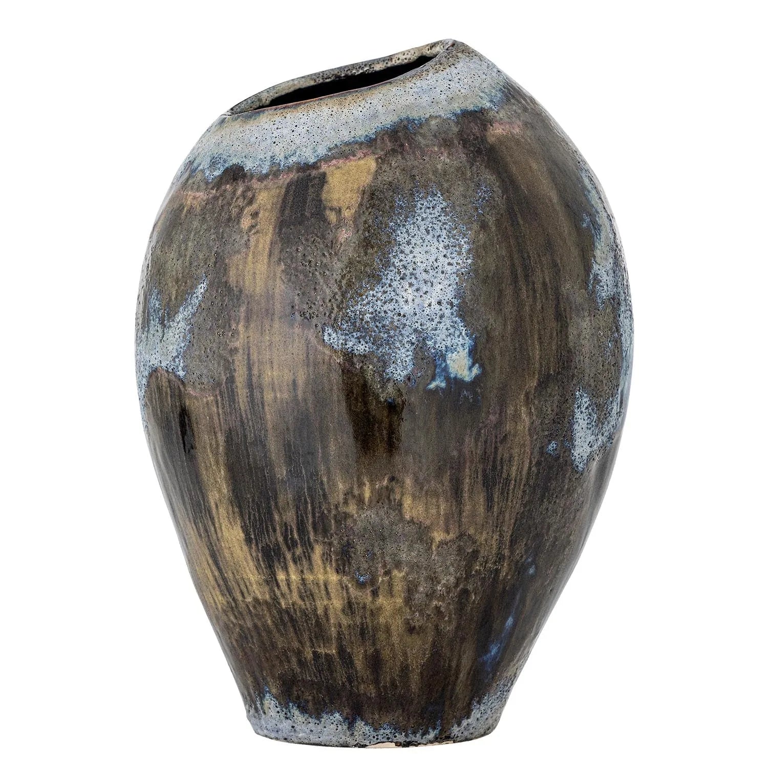 Elegante Senja Vase aus braunem Steingut von Bloomingville, handbemalt, einzigartig durch reaktive Glasur, zeitlos und stilvoll.