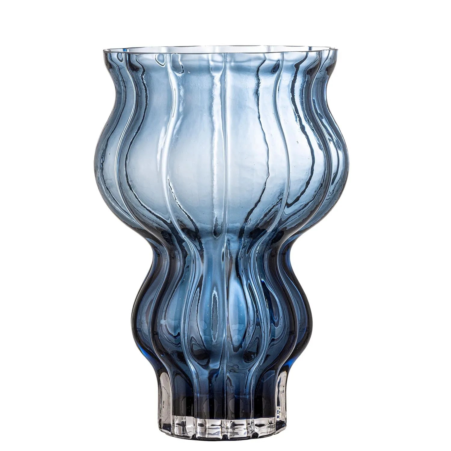 Die Zanna Vase von Bloomingville: Elegantes, skandinavisches Design in sattem Blau, aus hochwertigem Glas, vielseitig und zeitlos.