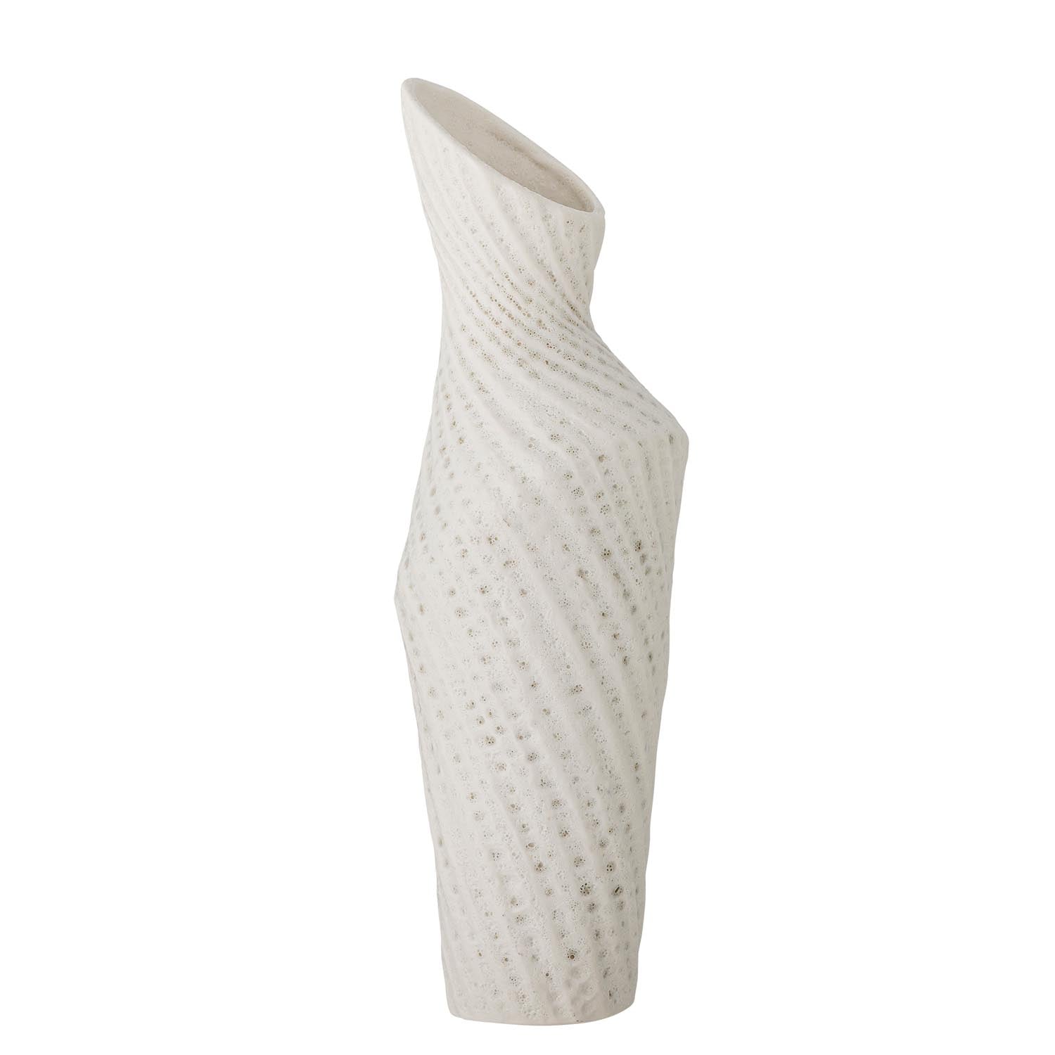 Zeitlose weisse Steingutvase von Creative Collection, perfekt für elegante Dekorationen und modernes Wohnambiente.