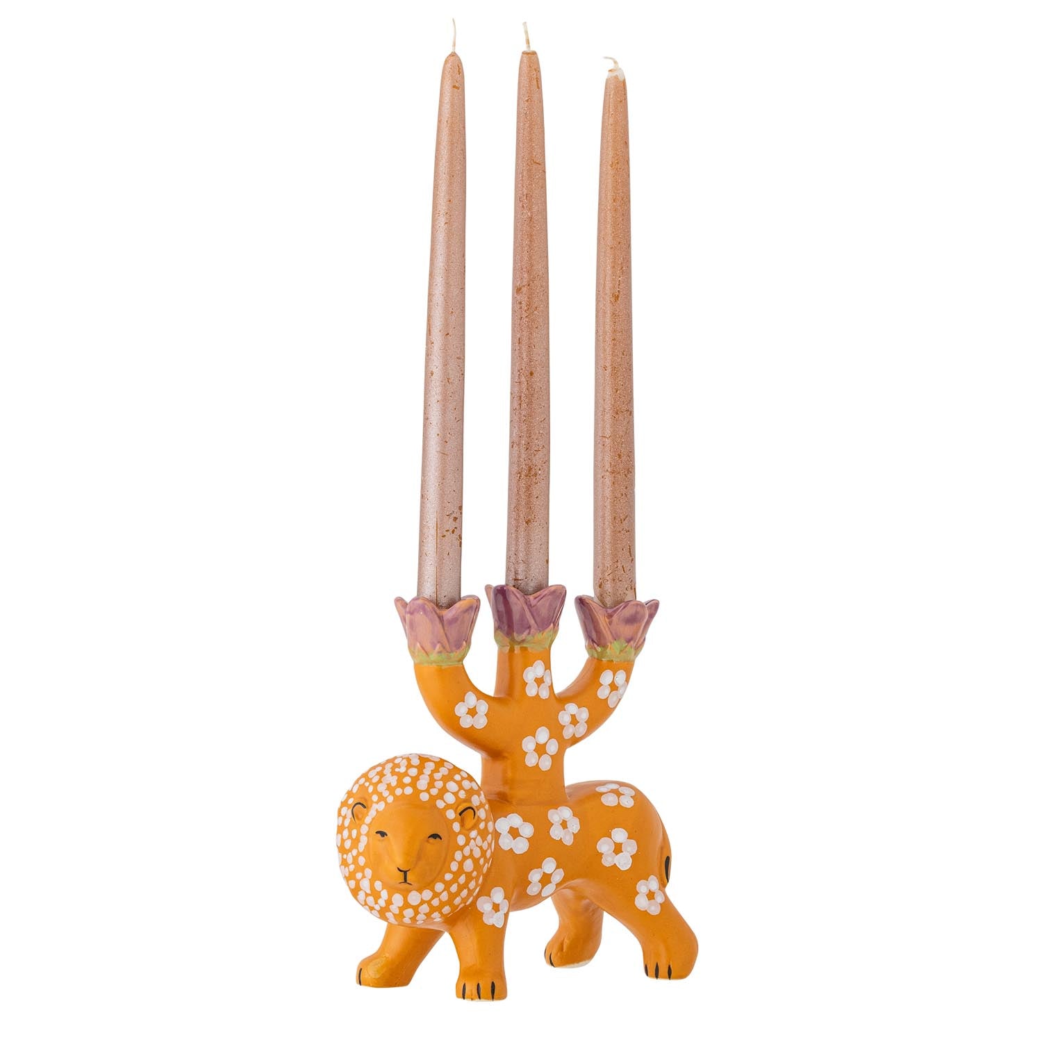 Der Lazar Kerzenhalter von Bloomingville, aus orangefarbenem Steingut, besticht durch sein modernes Design und hochwertige Qualität.