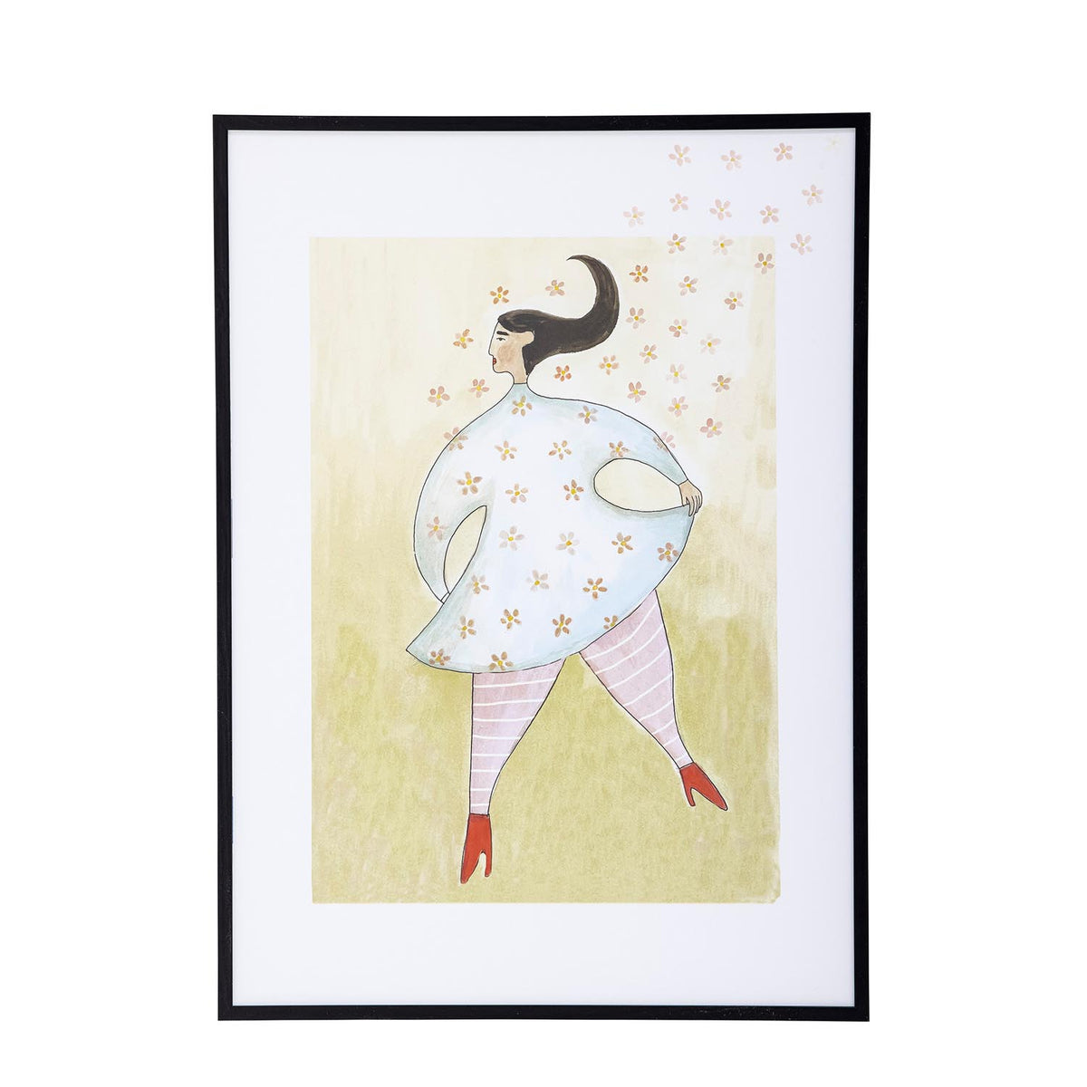 Ajo Illustration mit Rahmen, Schwarz, Kiefer in Schwarz präsentiert im Onlineshop von KAQTU Design AG. Bild ist von Bloomingville