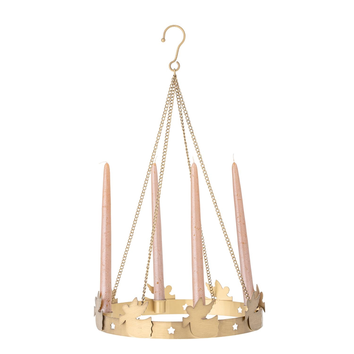 Eleganter Adventskerzenständer aus goldfarbenem Metall von Bloomingville, ideal für eine stilvolle Weihnachtsdekoration.
