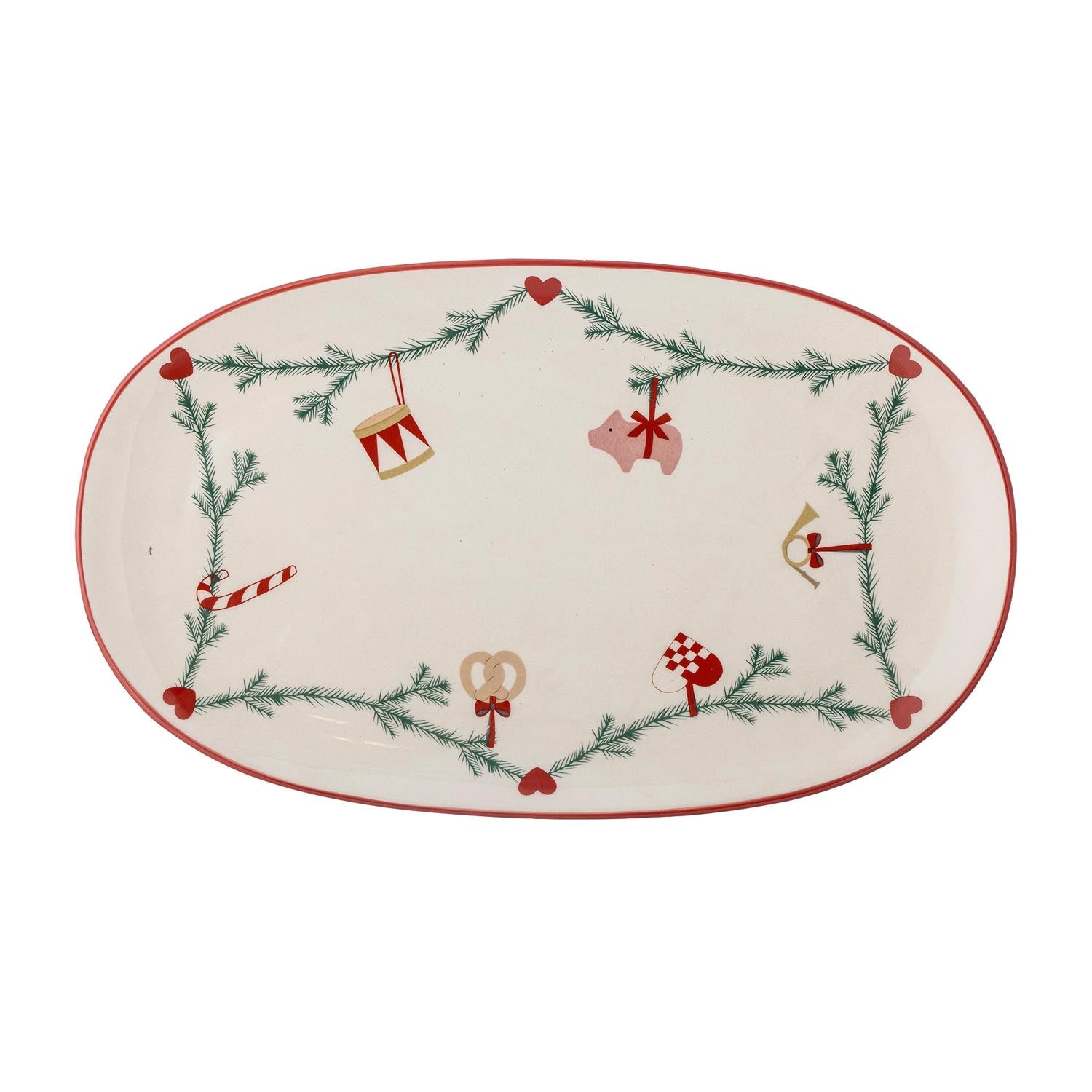 Die Yule Servierplatte von Bloomingville aus Steingut überzeugt mit ihrem natürlichen Look und eignet sich perfekt zum Servieren.