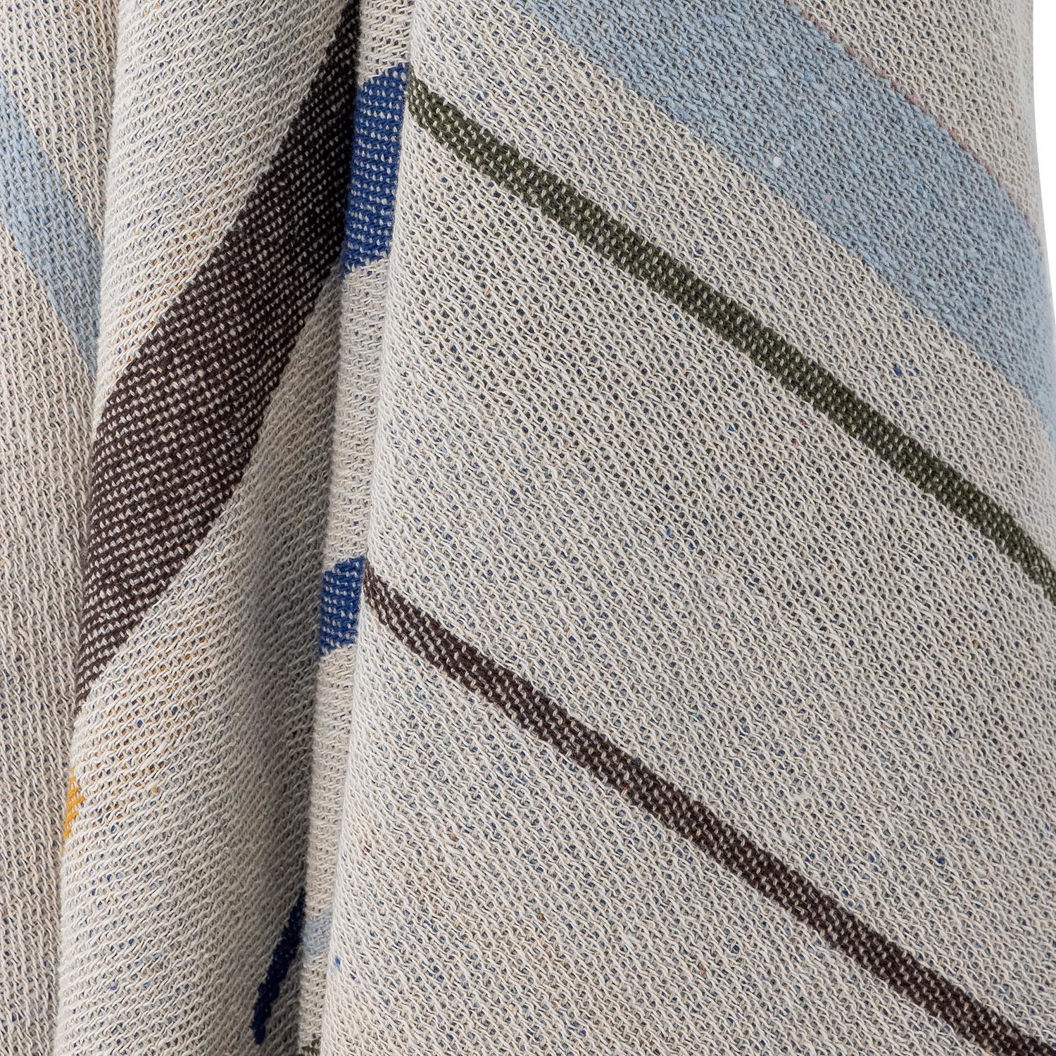 Die Toscana Decke in Blau von Bloomingville besteht aus recycelter Baumwolle und bietet nachhaltigen Komfort und Stil.