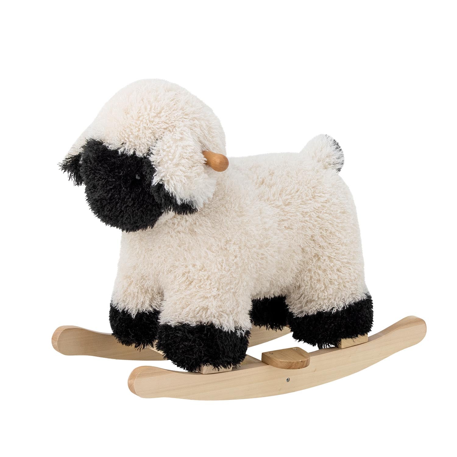 Das weisse Dolly Schaukelspielzeug von Bloomingville Mini, ein charmantes Schaf aus Polyester, bietet Kindern Spass und Komfort beim Schaukeln.