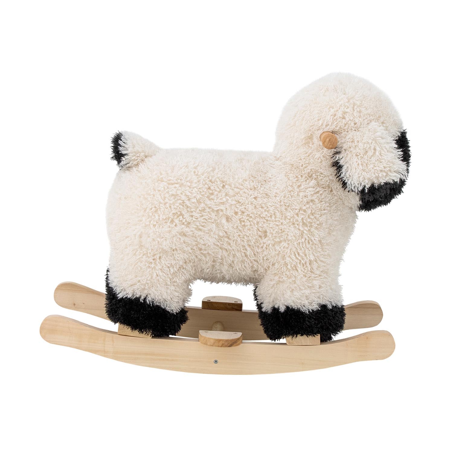 Das Dolly Schaukelspielzeug von Bloomingville Mini ist ein süßes, weißes Schaf aus Polyester, das Kindern Freude und Gemütlichkeit schenkt.
