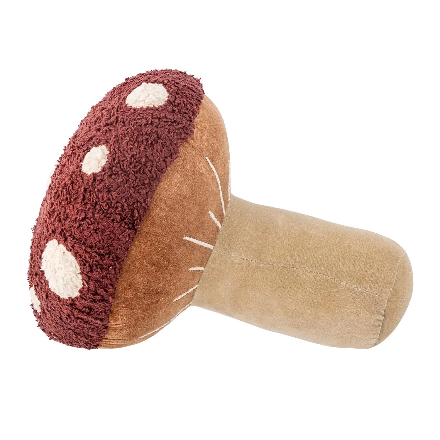 Charmantes rotes Mushroom Kissen aus Baumwolle von Bloomingville MINI, ideal für Kinderzimmer, weich, pflegeleicht, skandinavisches Design.