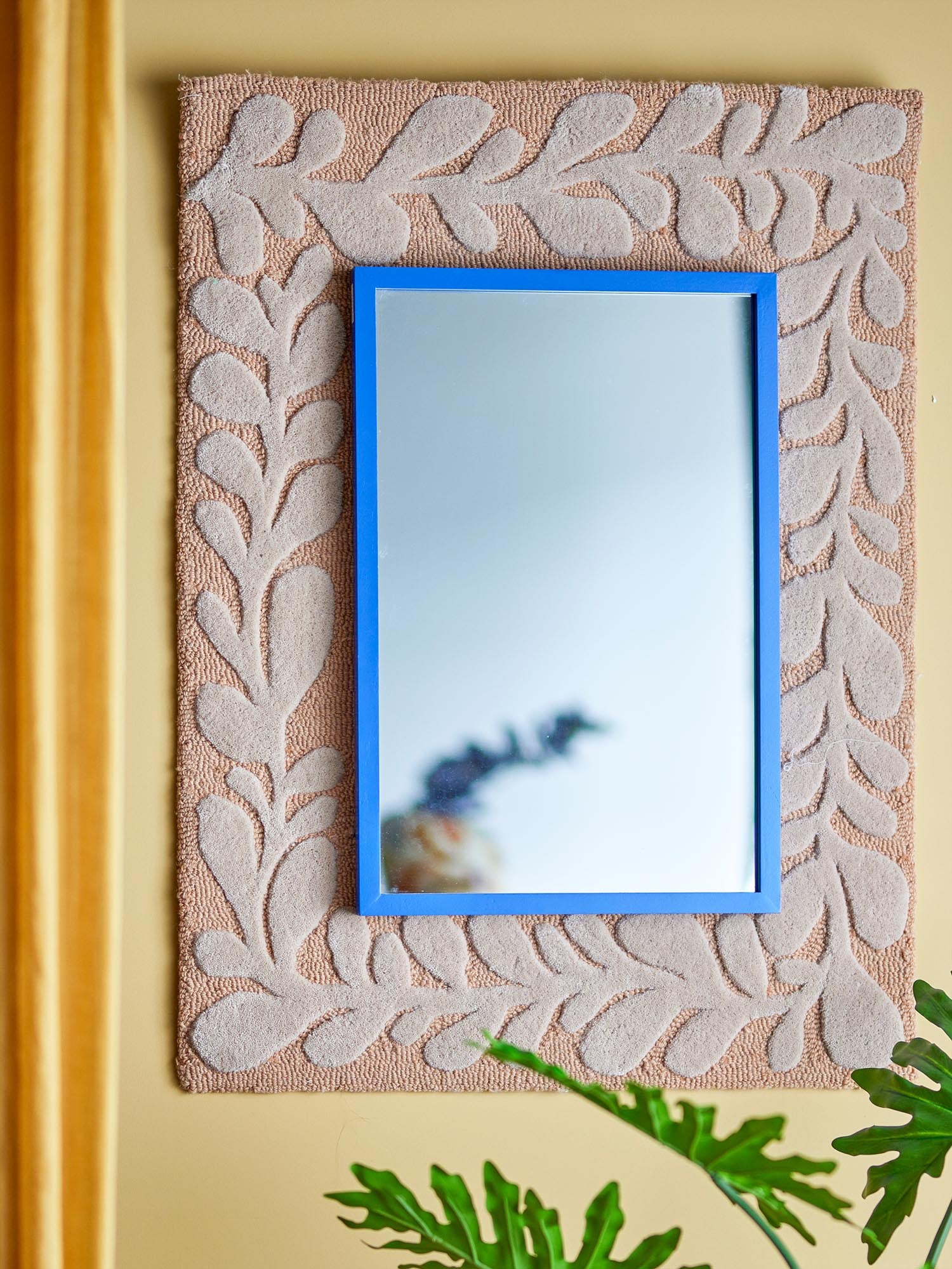 Atle wall mirror, blue, MDF