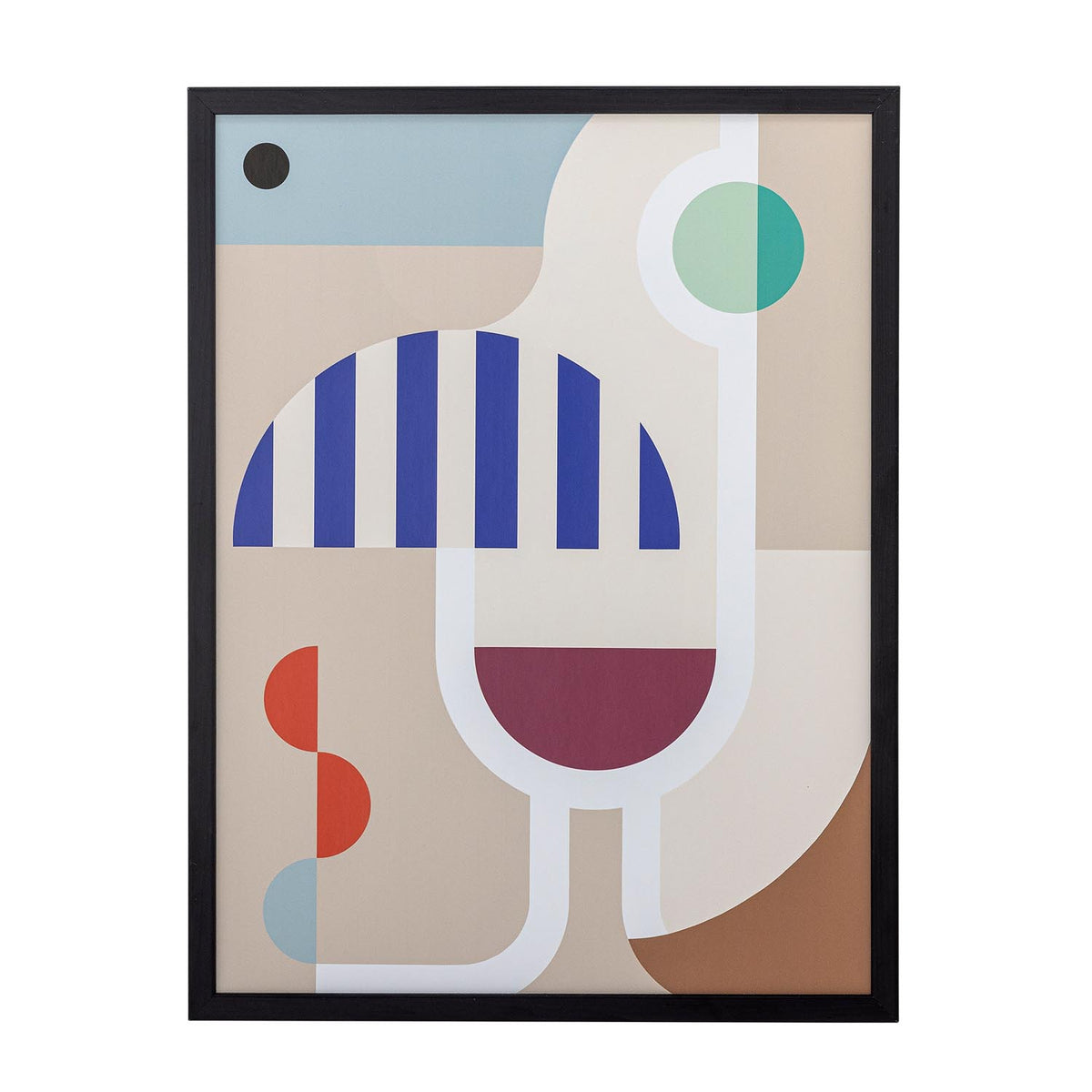 Wine Illustration mit Rahmen, Schwarz, Kiefer in Schwarz präsentiert im Onlineshop von KAQTU Design AG. Bild ist von Bloomingville