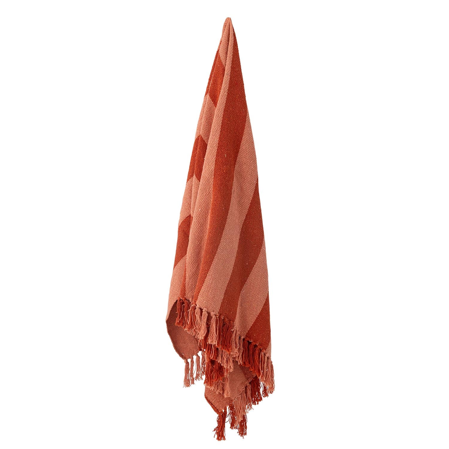 Die Frello Decke von Bloomingville in Orange aus recycelter Baumwolle vereint umweltfreundliche Materialien mit modernem Stil.