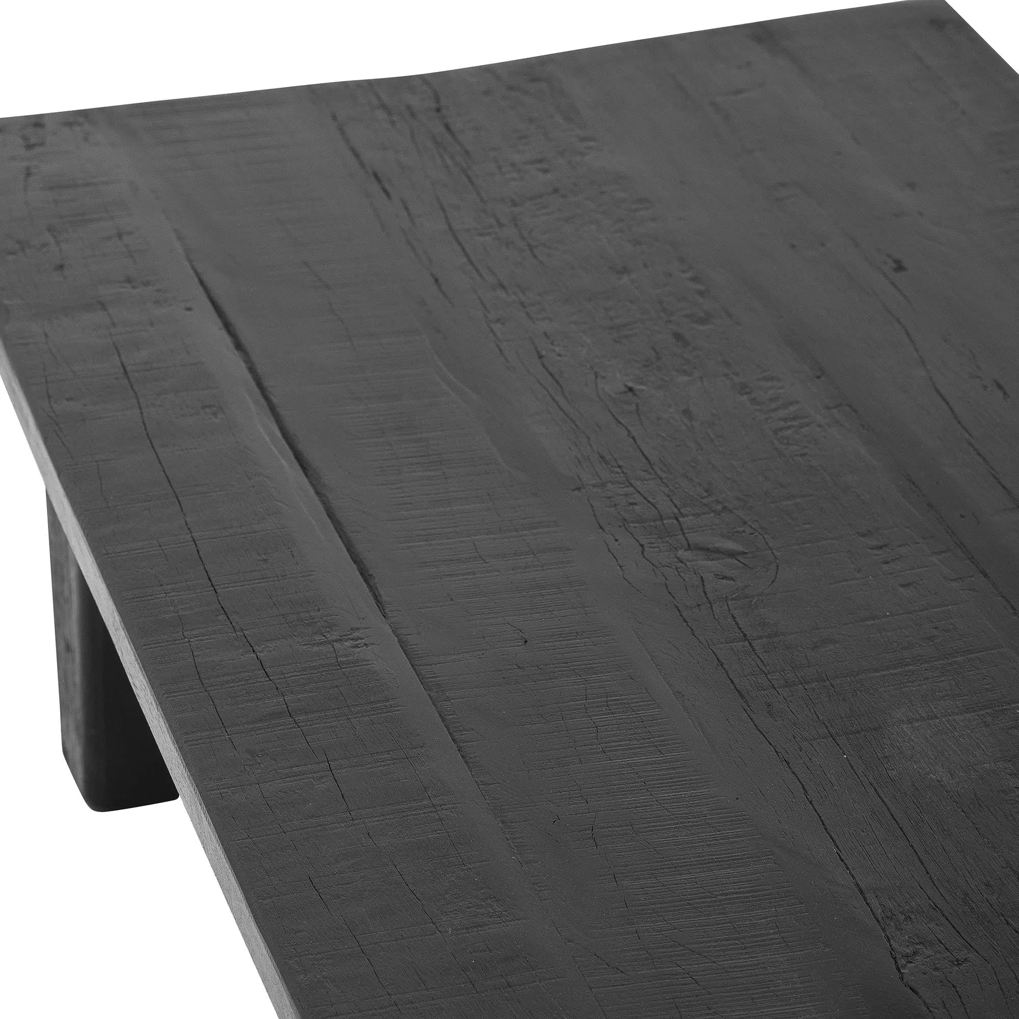 Riber Couchtisch, Schwarz, Recyceltes Holz, Beistelltisch, KAQTU Design