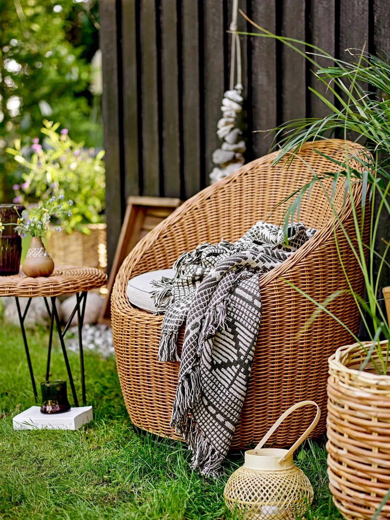 Roccas Loungesessel, Natur, Polyrattan, Outdoor-Sessel, KAQTU Design