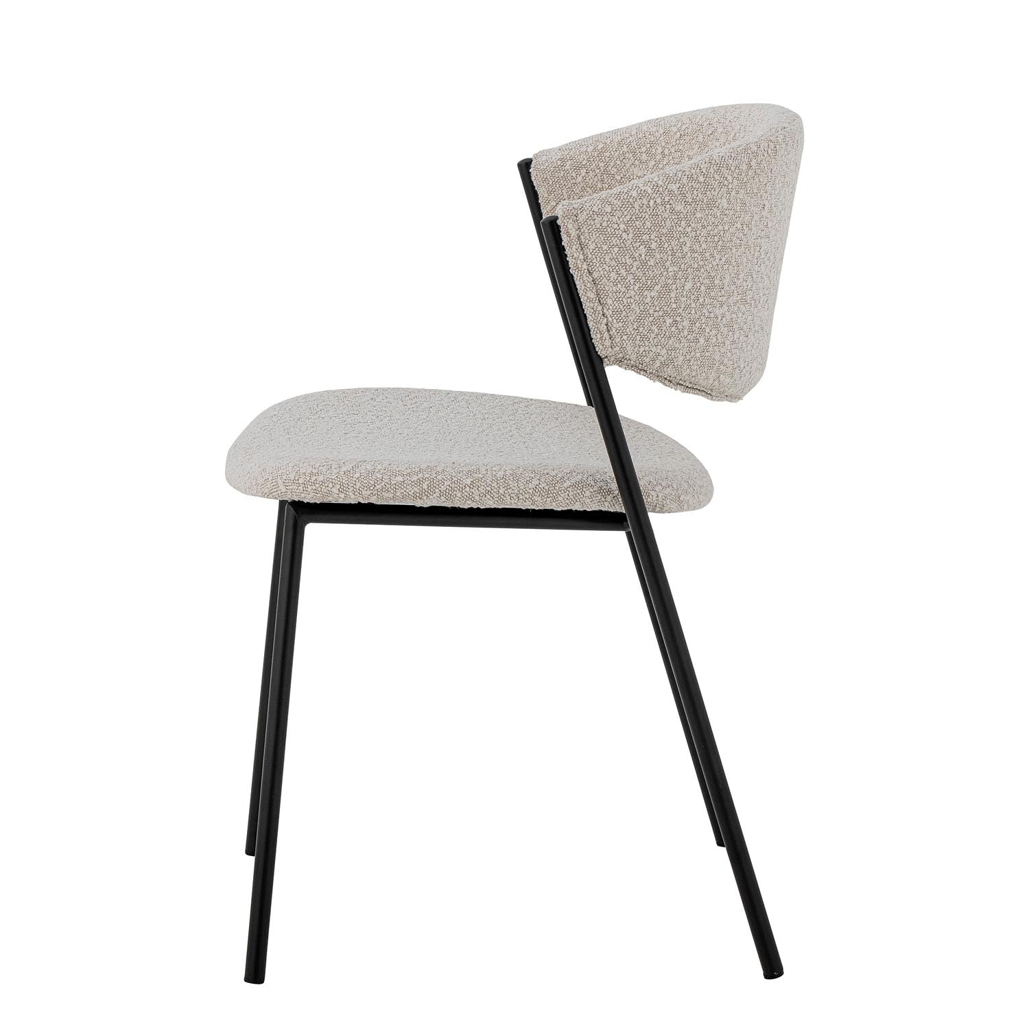 Eleganter Marlo Esszimmerstuhl von Bloomingville, weißer Polyesterbezug, modernes Design, perfekt für stilvolle Essbereiche.