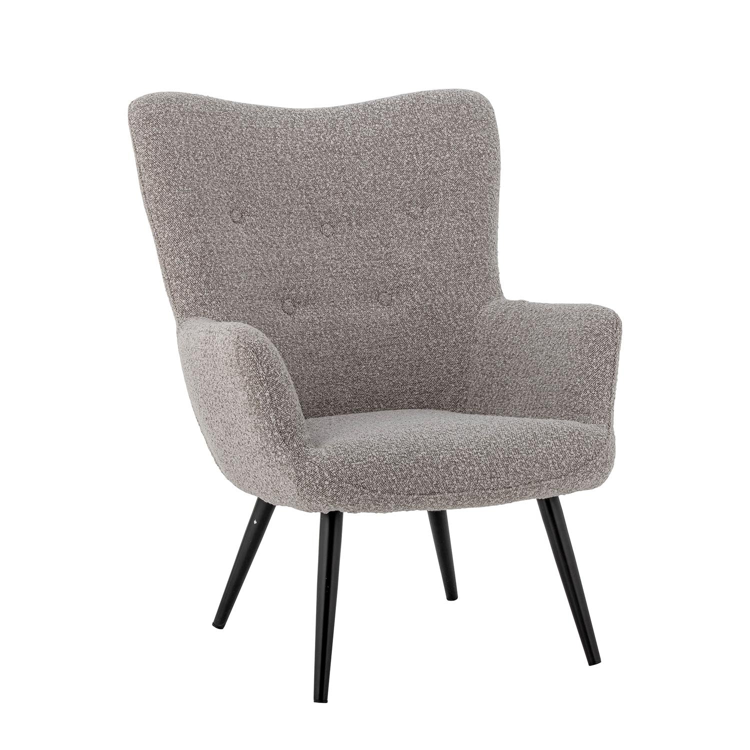 Der Perry Loungesessel von Bloomingville bietet elegantes Design und Gemütlichkeit, gefertigt aus natürlichem Polyester in sanften Farben.