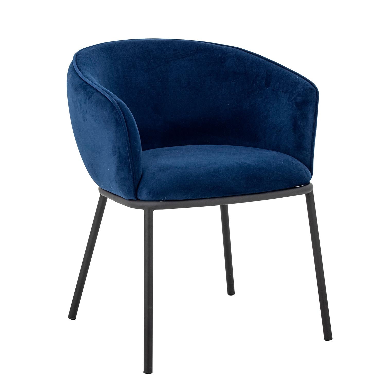 Moderner Esszimmerstuhl in Blau von Bloomingville, gefertigt aus recyceltem Polyester. Perfekt für nachhaltiges und stilvolles Wohnen.