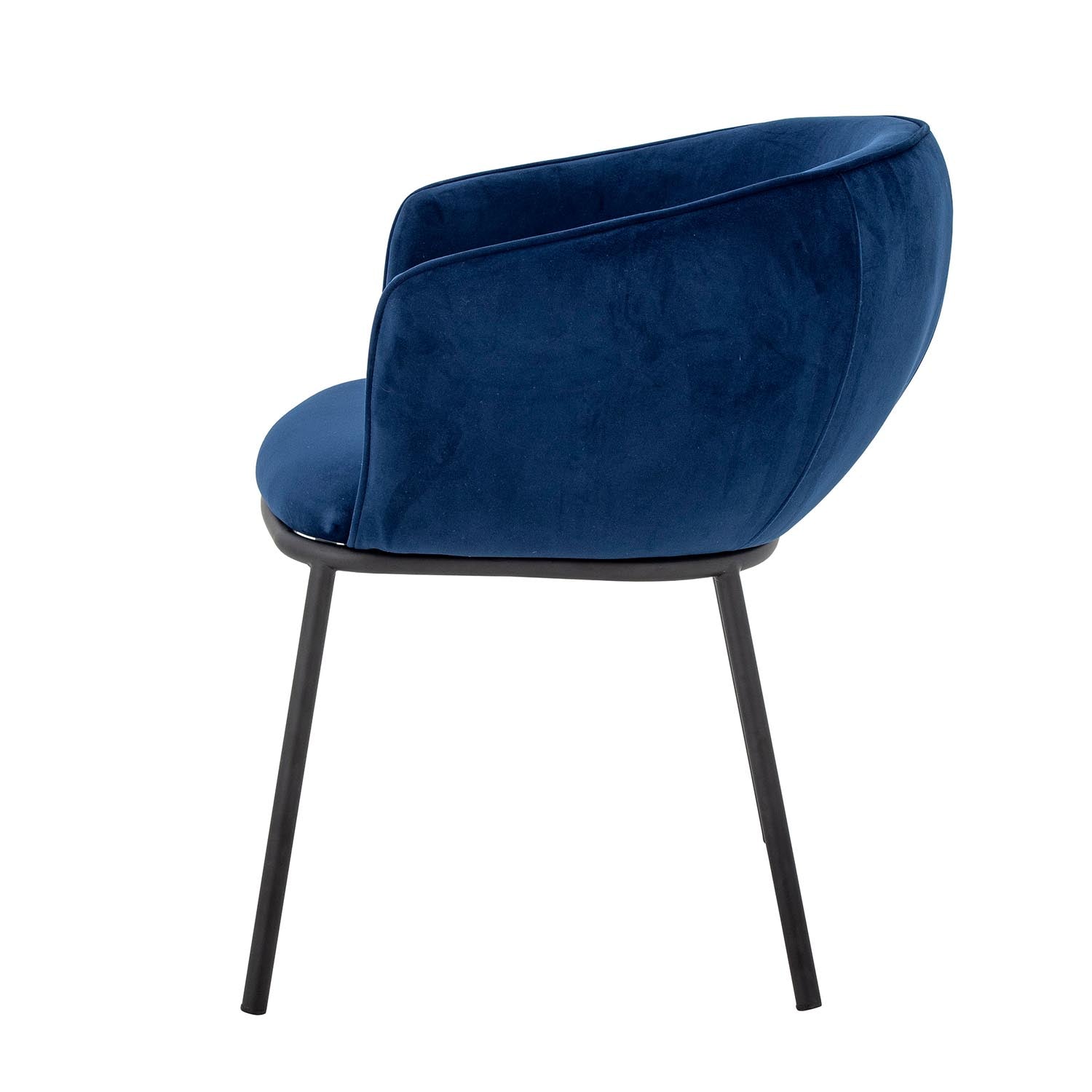 Eleganter Esszimmerstuhl in Blau von Bloomingville, aus recyceltem Polyester gefertigt. Ideal für umweltbewusstes, modernes Wohnen.