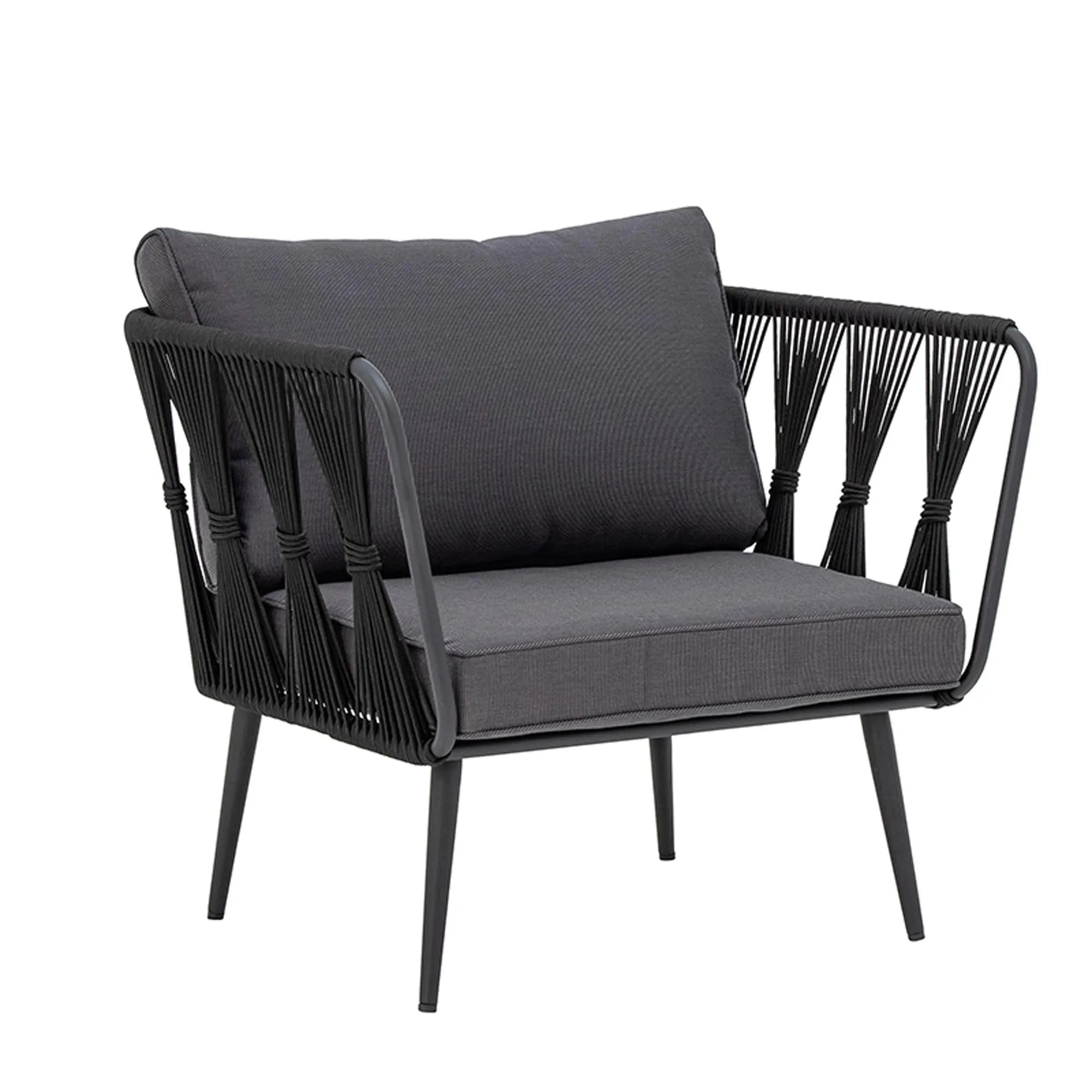 Pavone Loungesessel, Schwarz, Metall, Outdoor-Sessel, KAQTU Design