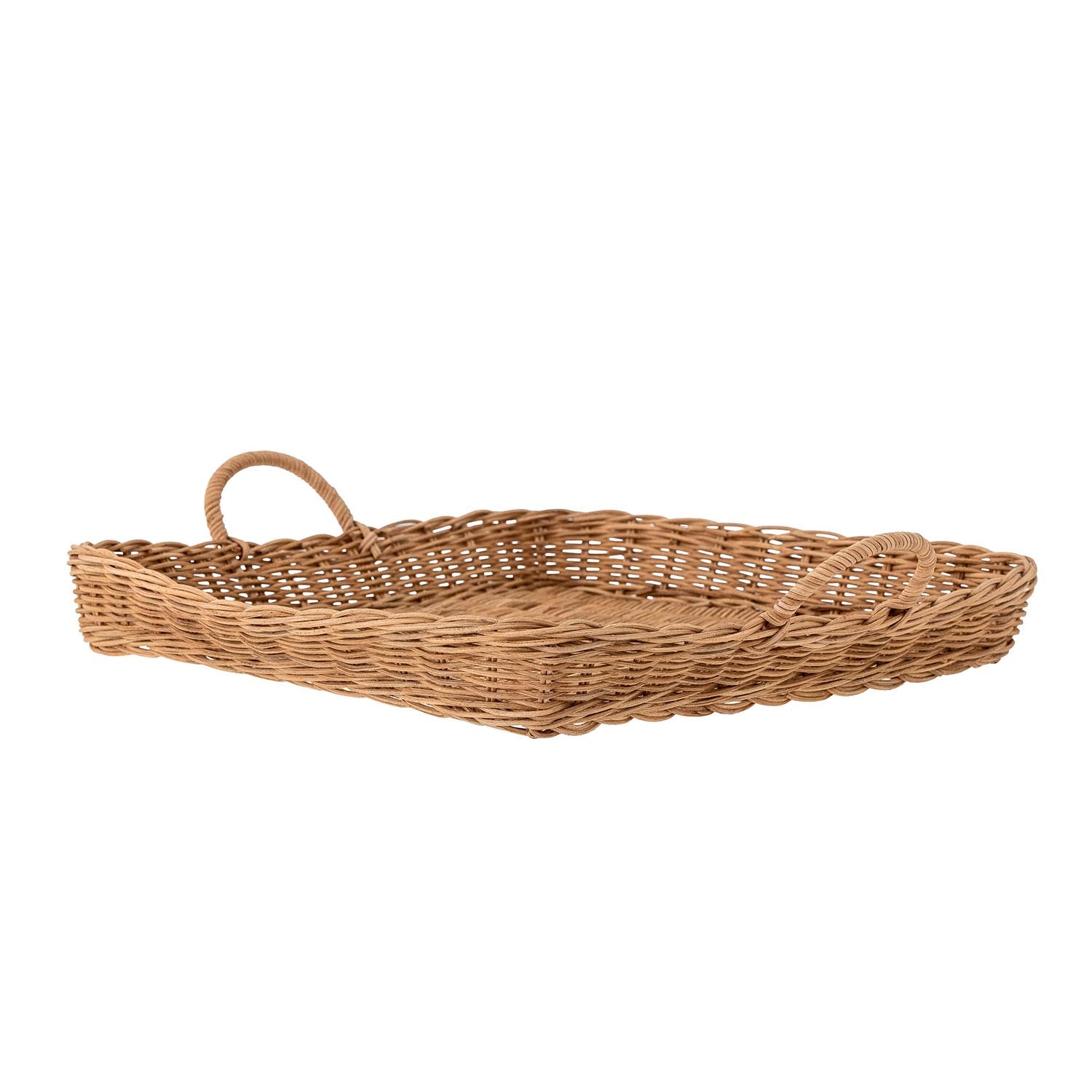 Das Angie Serviertablett aus Rattan vereint natürliche Eleganz mit Funktionalität, ideal für stilvolles Servieren und Dekorieren.