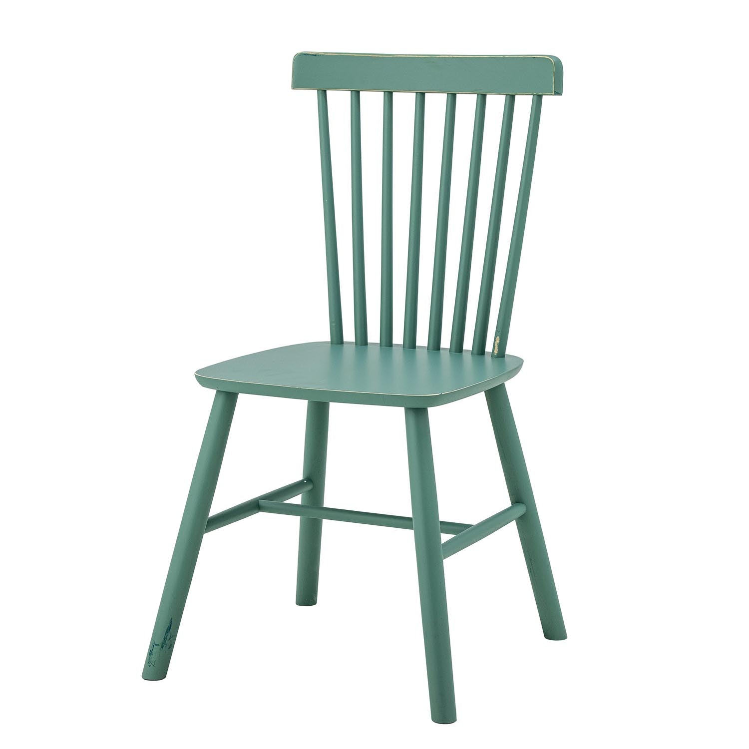 Der grüne Mill Esszimmerstuhl aus Kiefernholz bietet modernes Design und Komfort, ideal für stilvolle Esszimmer.