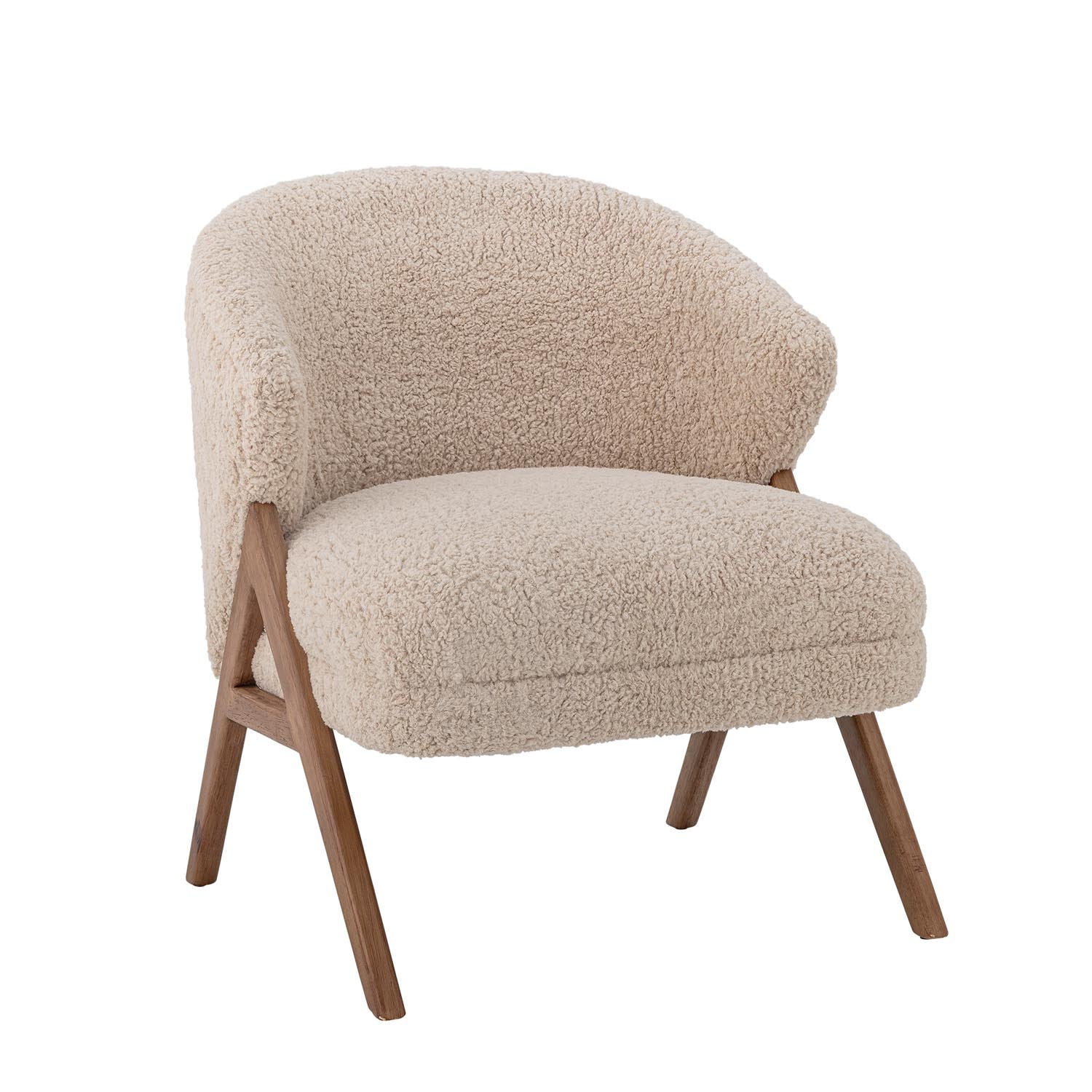 Eleganter Camino Loungesessel aus Natur-Gummibaumholz von Bloomingville, ideal für stilvolle und komfortable Wohnräume.