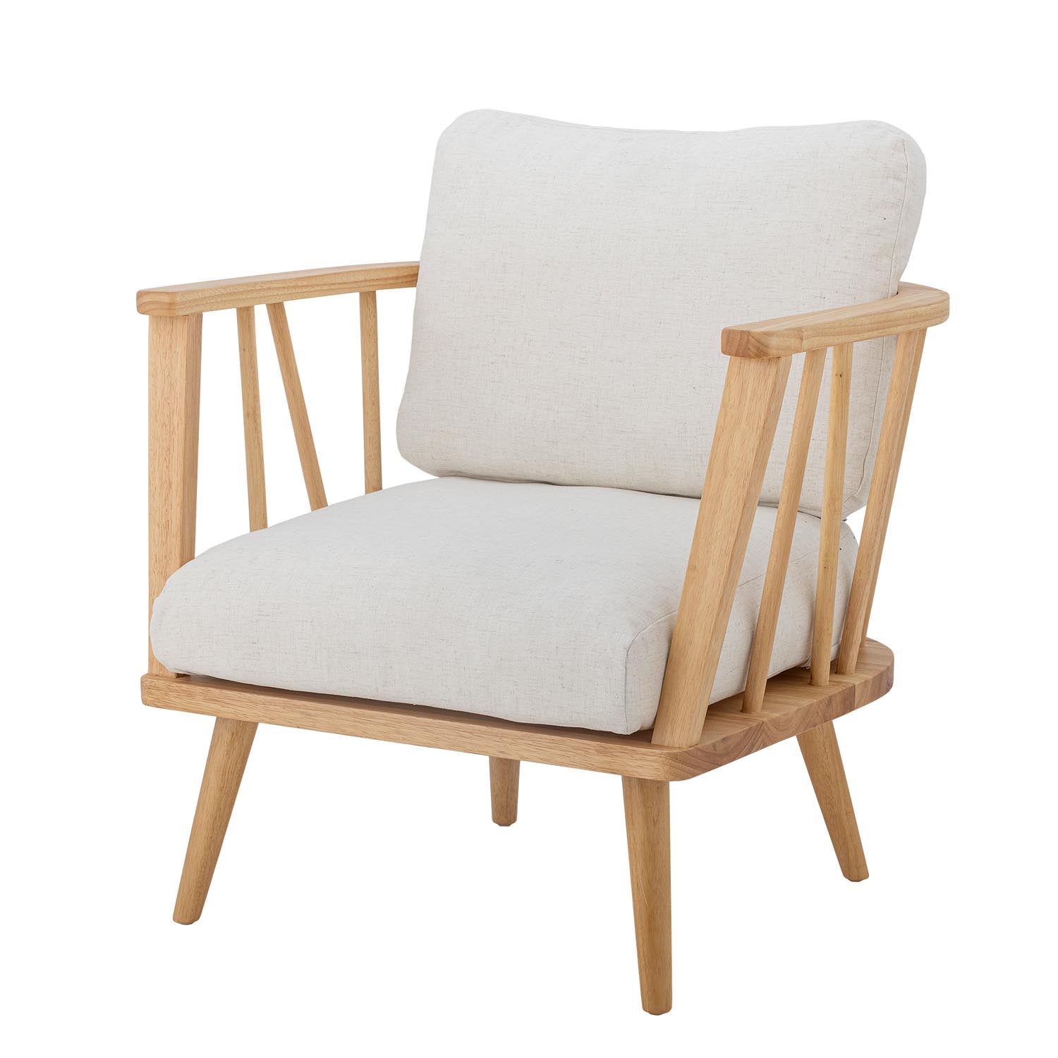 Eleganter Millor Loungesessel aus natürlichem Gummibaumholz, ideal für stilvolle und gemütliche Wohnräume.