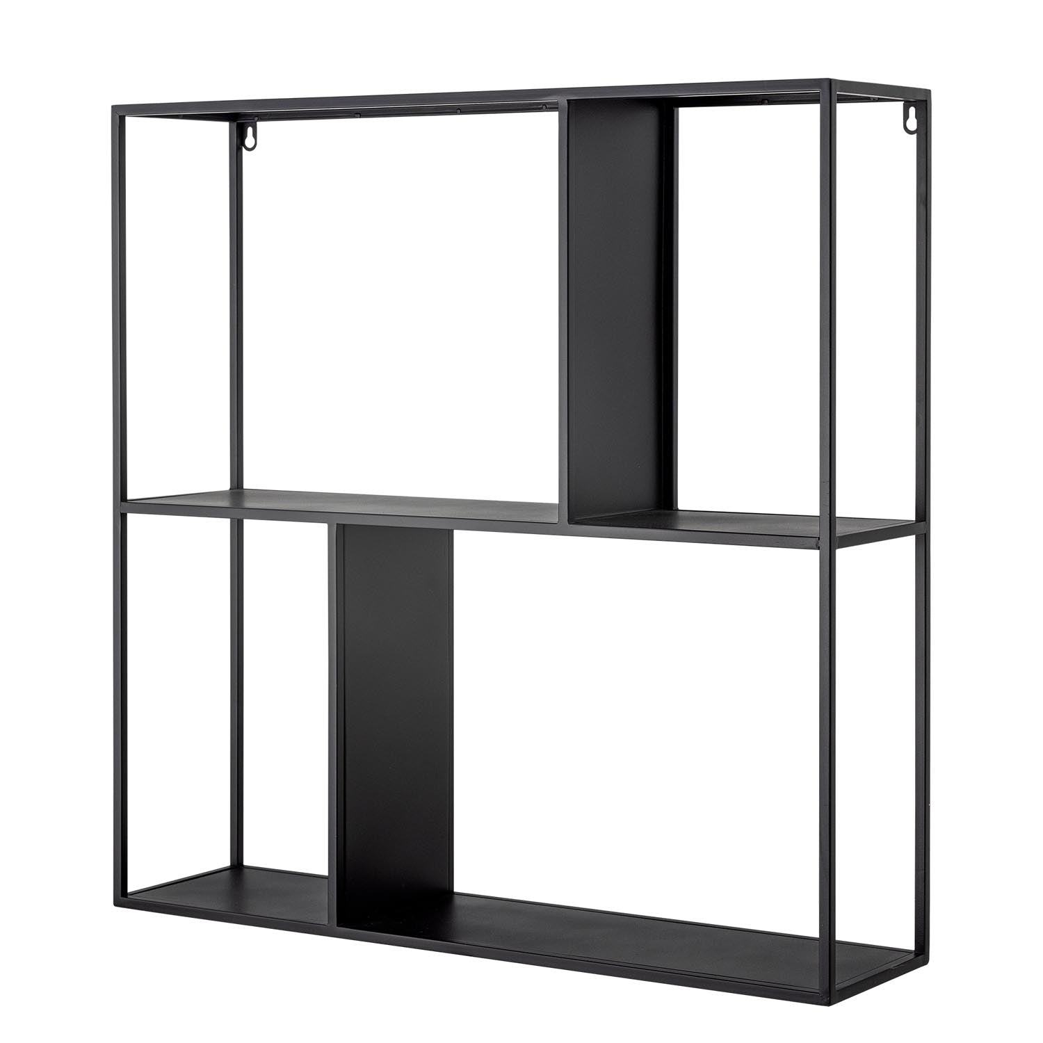 Das Mack Regal von Bloomingville aus schwarzem Metall kombiniert modernes Design mit Funktionalität für stilvolle Wohnräume.