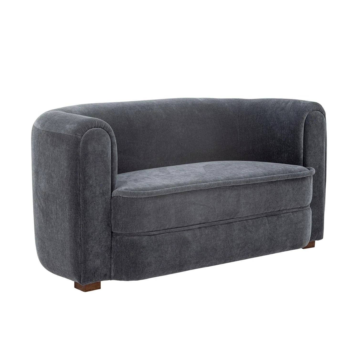 Elegantes 2er Sofa in Blau, aus recyceltem Polyester, vereint Stil, Komfort und Nachhaltigkeit.