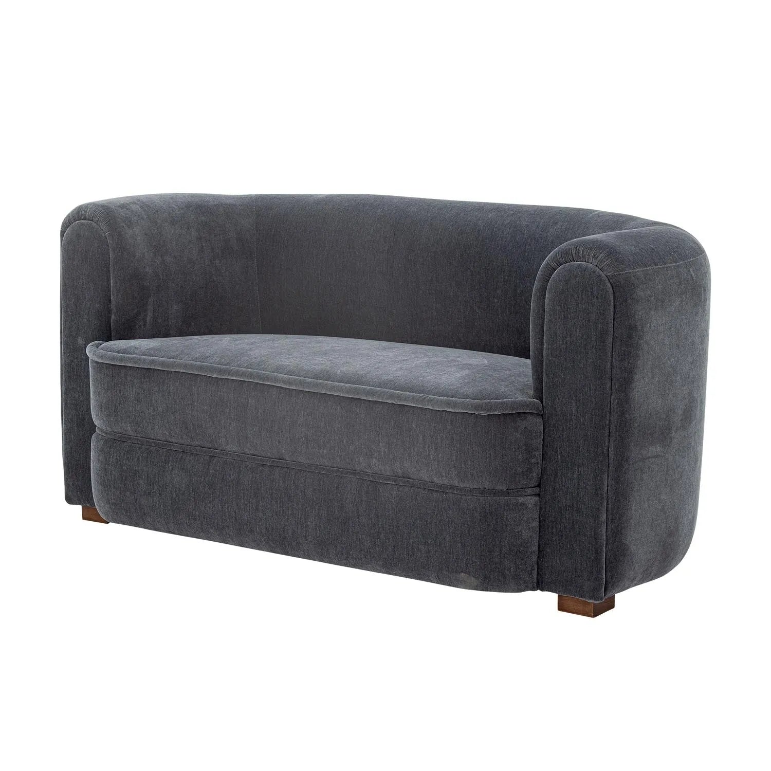 Elegantes 2er Sofa in Blau, aus recyceltem Polyester, vereint Stil, Komfort und Nachhaltigkeit.