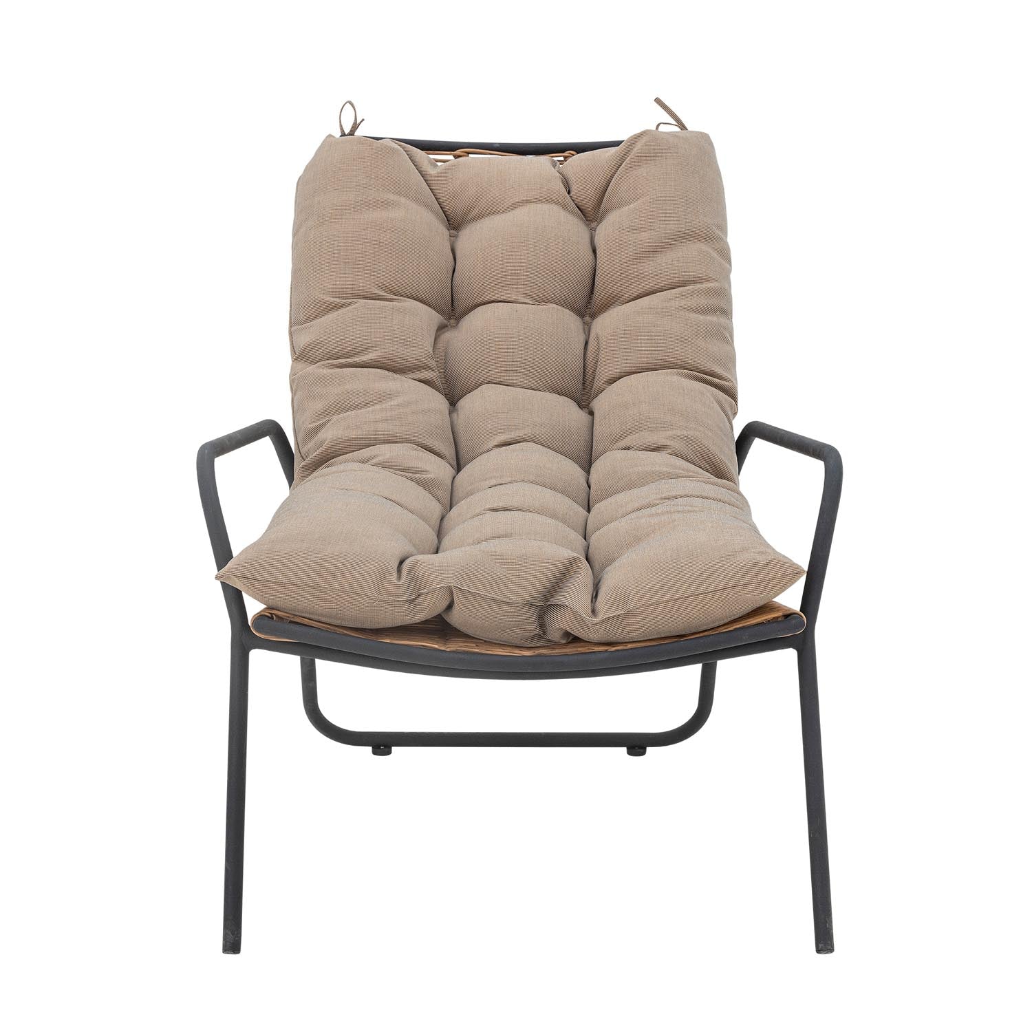 Eleganter Boel Liegestuhl mit Hocker aus Naturholz und Metall von Bloomingville, ideal für stilvolle und bequeme Momente.