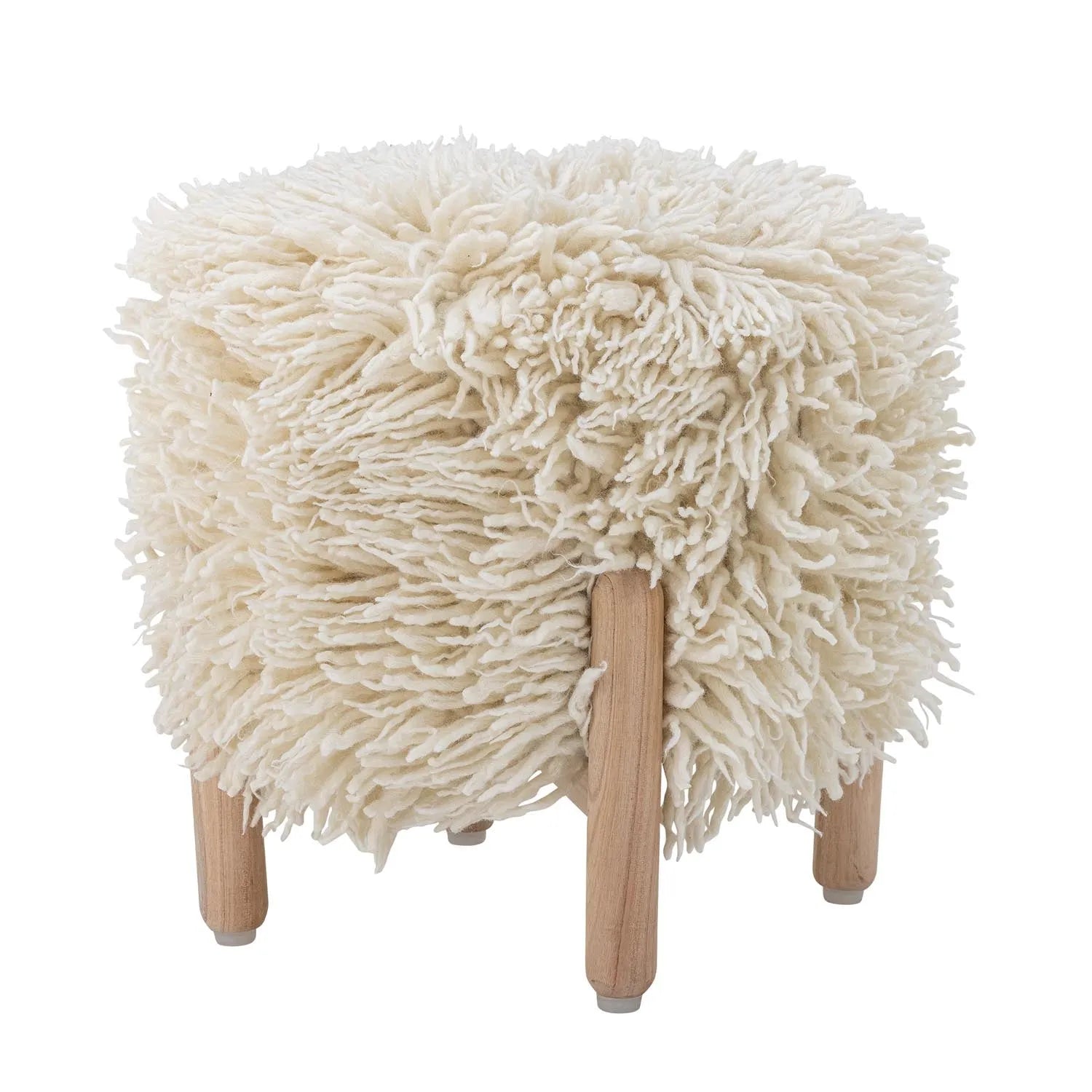 Lomba Hocker von Bloomingville: Eleganz in Naturwolle, zeitloses Design, vielseitig, kompakt, stilvoll und komfortabel.