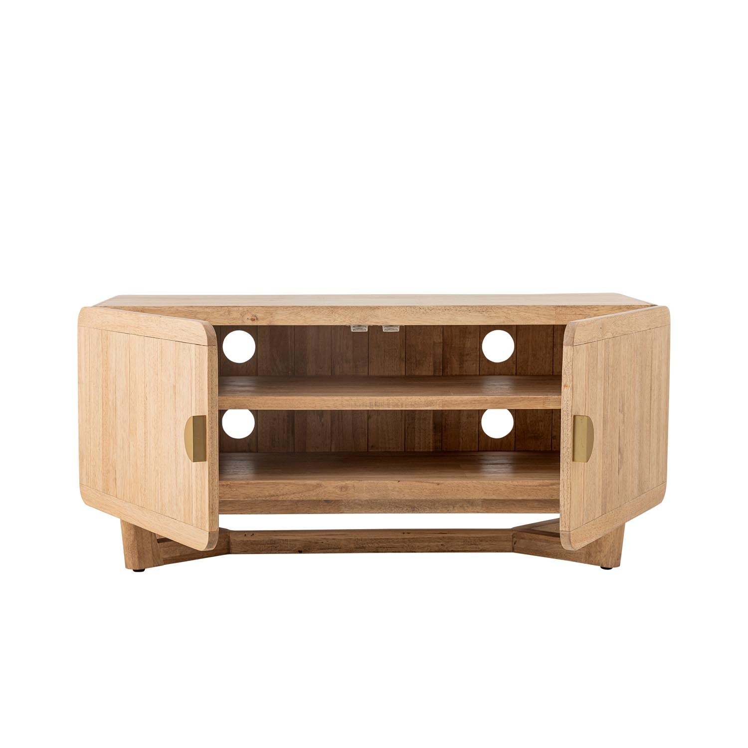 Elegantes Serrone Kabinett aus natürlichem Gummibaumholz, ideal für stilvolle Aufbewahrung und modernes Wohndesign.