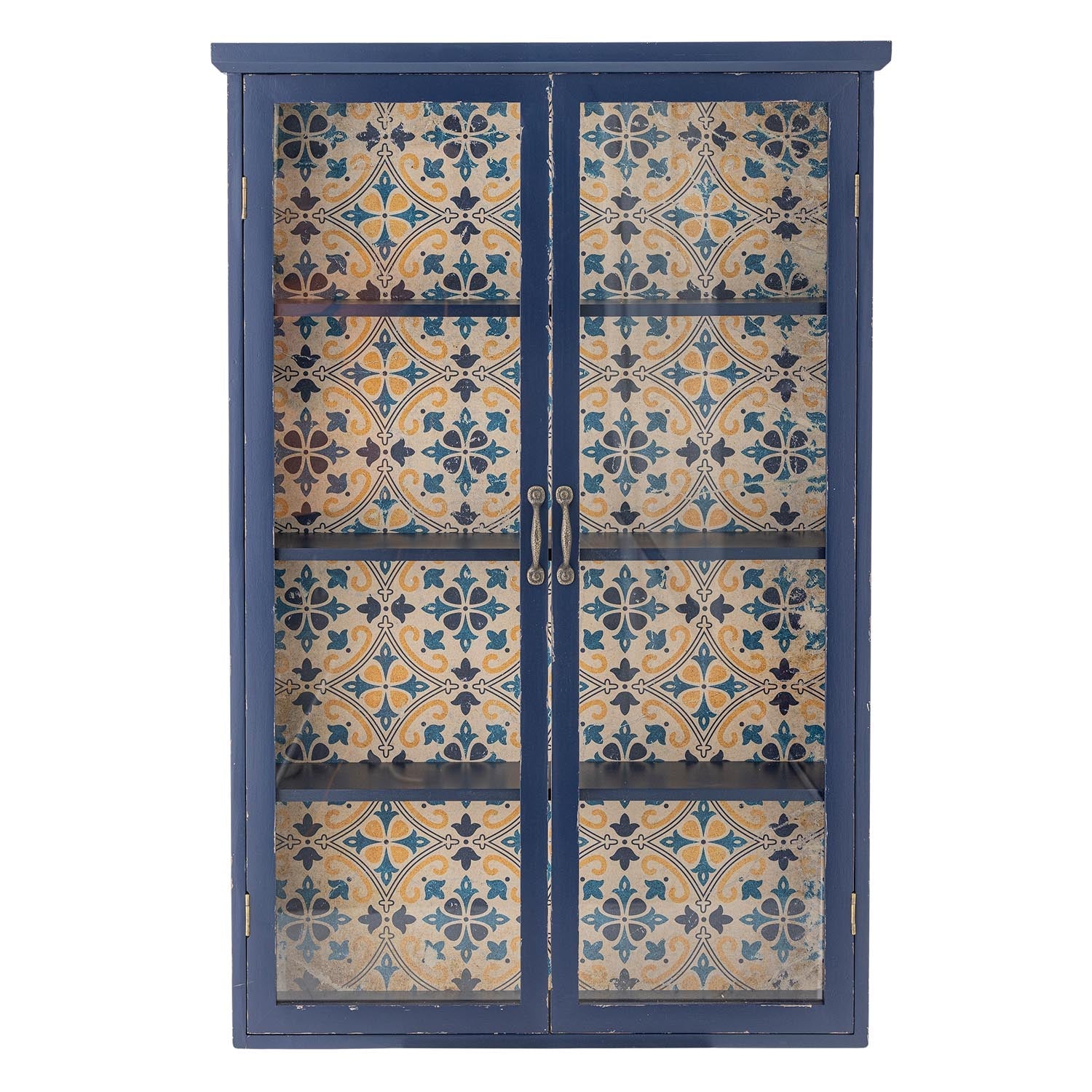Elegantes Hazem Kabinett aus Tannenholz, blau, mit Vintage-Look und portugiesischen Fliesenmustern. Funktional und stilvoll.