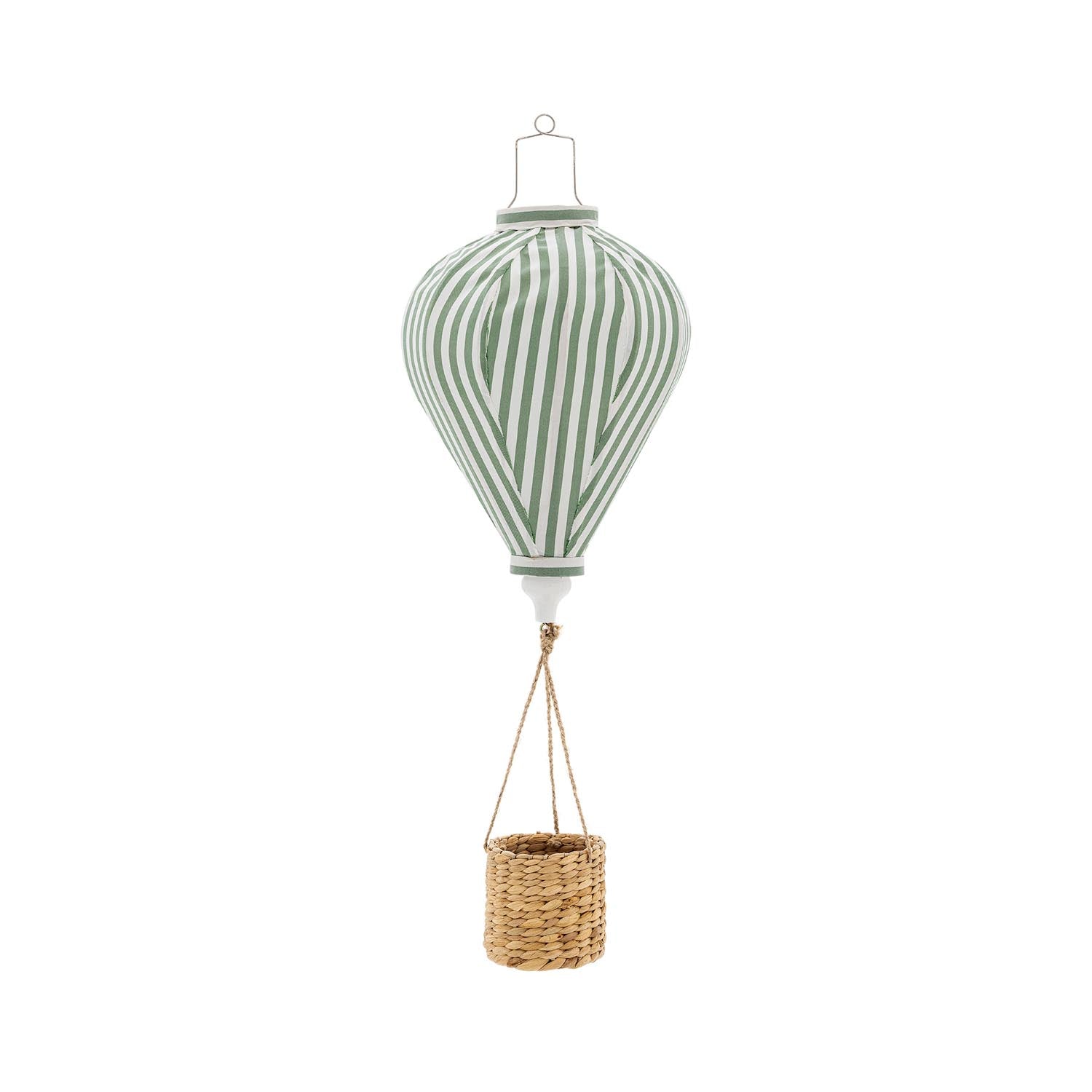 Das Pomp Mobile von Bloomingville MINI ist ein grüner Heissluftballon aus Polyester, der Kinderzimmer verzaubert.