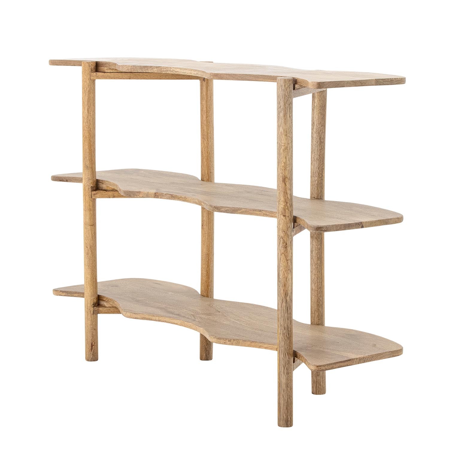 Das Rivoli Bücherregal aus FSC-zertifiziertem Mangoholz vereint Nachhaltigkeit mit modernem Design und bietet vielseitigen Stauraum.