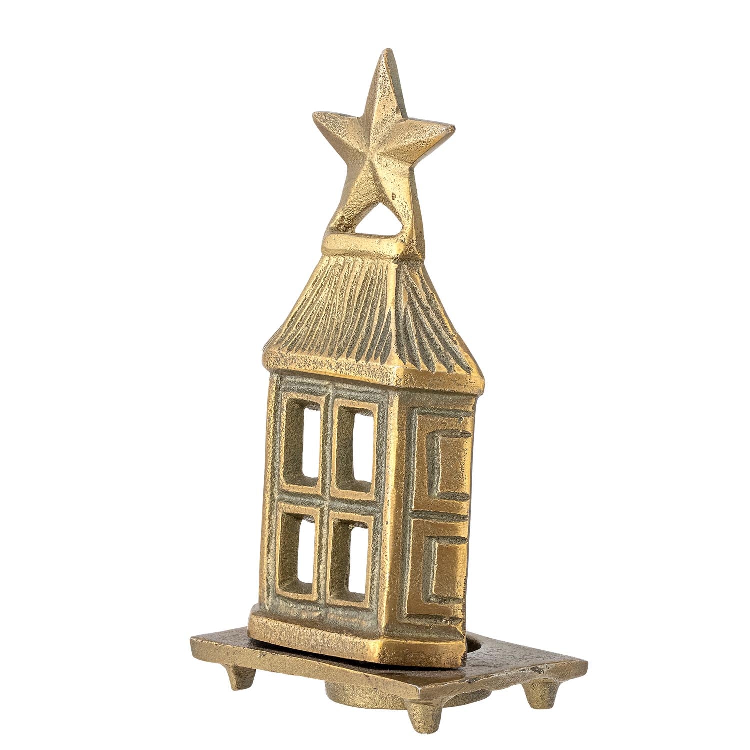 Der Crista Teelichthalter von Bloomingville aus Aluminium in edler Messingoptik verleiht Ihrem Zuhause eine elegante Atmosphäre.