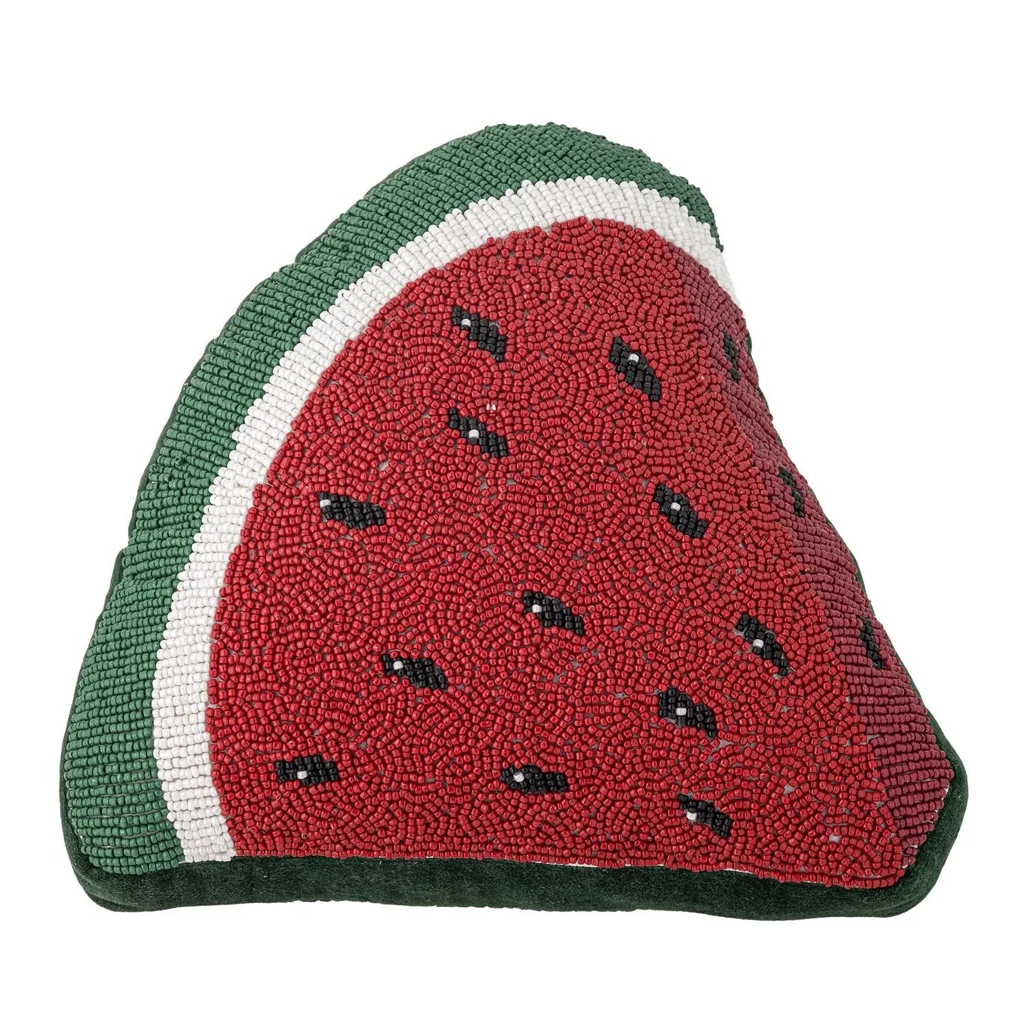 Das Senga Kissen von Bloomingville: Wassermelonen-Design, Glasperlen, Baumwolle, fröhlich, dekorativ, vielseitig, Geschenkidee.