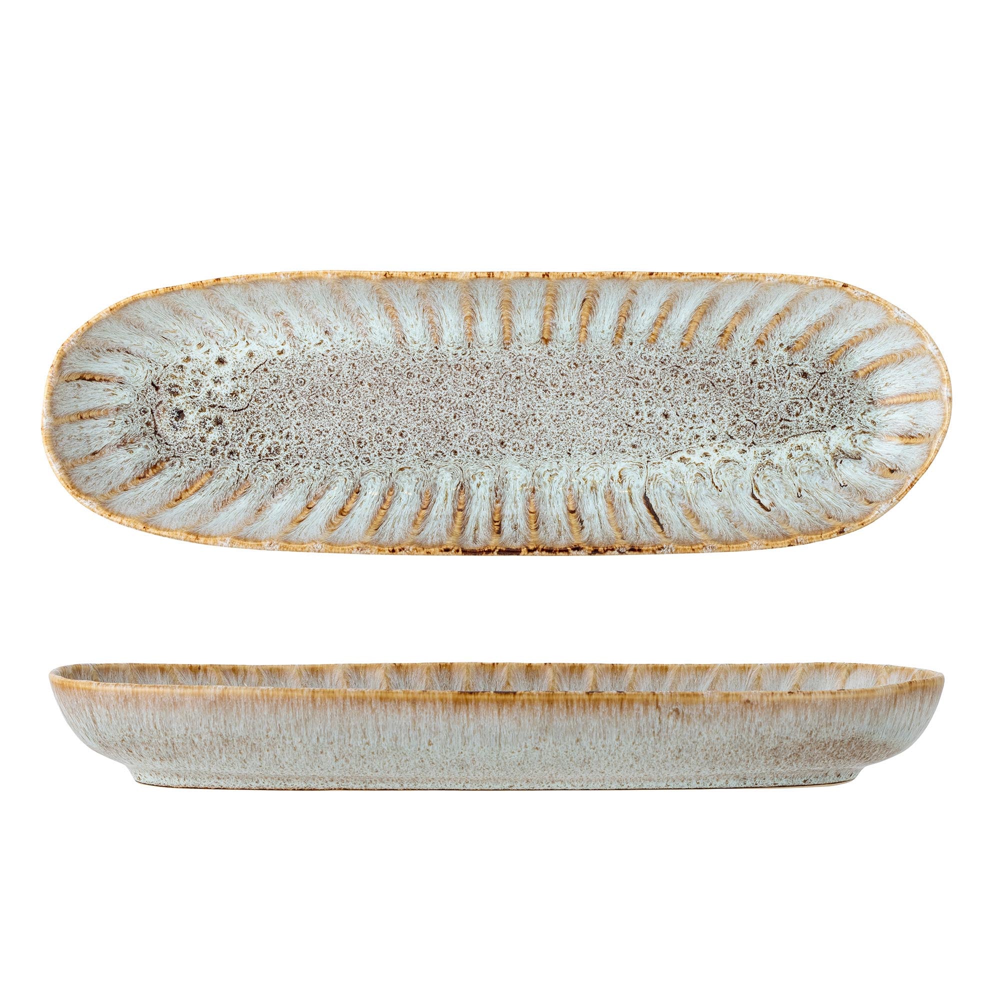 Fleur Servierplatte, Natur, Steingut in Nature präsentiert im Onlineshop von KAQTU Design AG. Tablett ist von Creative Collection