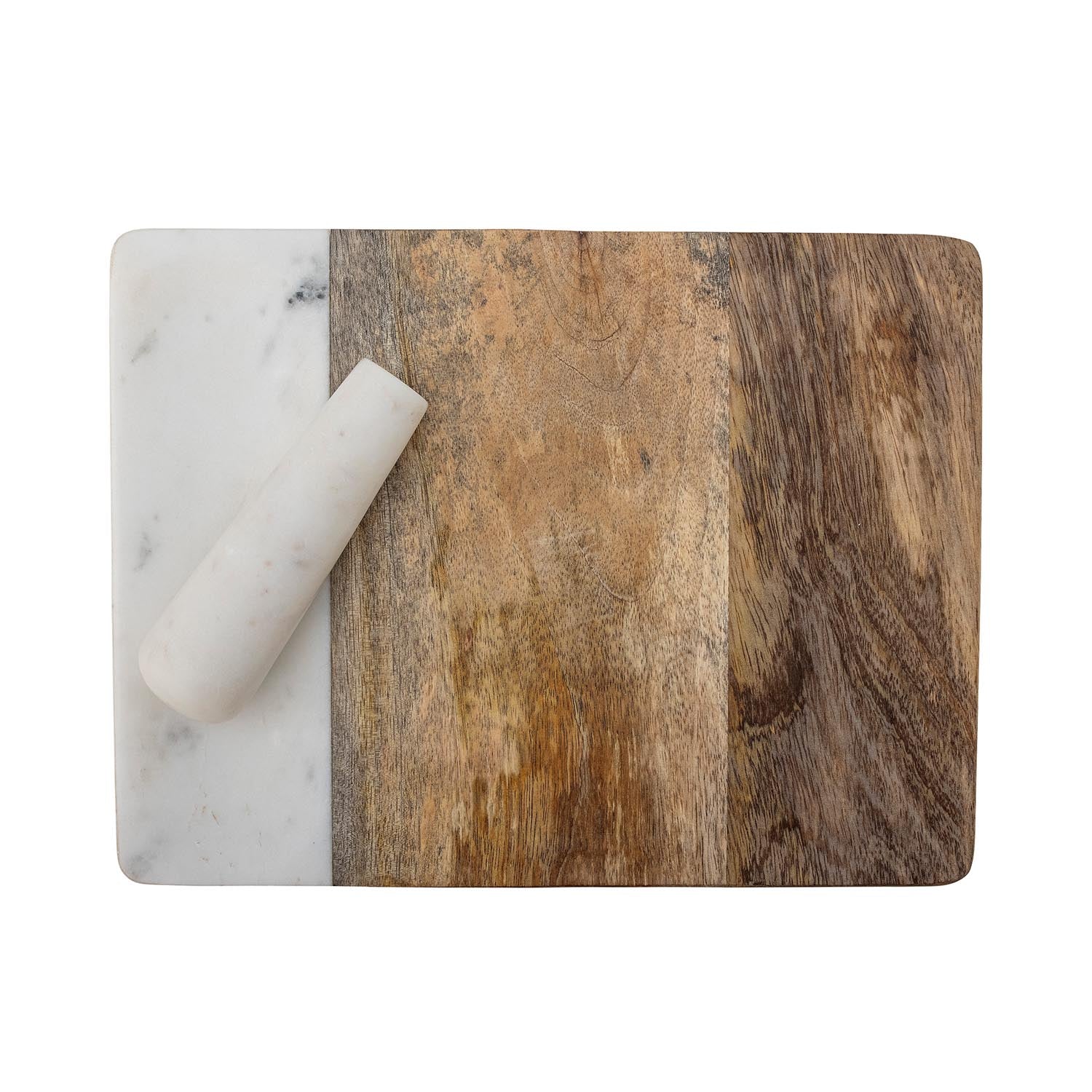 Havannah Schneidebrett aus Mangoholz mit Stößel, natürliches Design, ideal für Küche und stilvolle Präsentation.