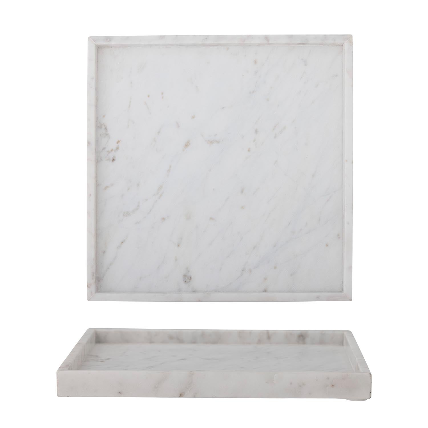 Elegantes Tablett aus weissem Marmor von Bloomingville, ideal für stilvolle Dekorationen und Präsentationen in Ihrem Wohnbereich.