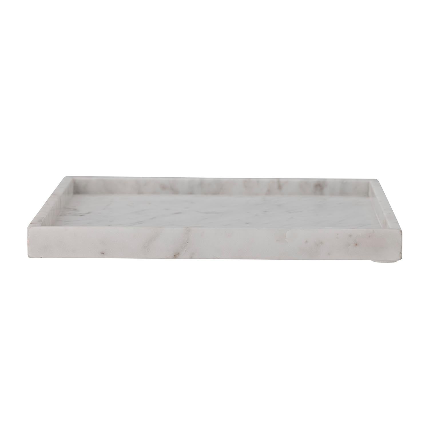 Elegantes Tablett aus weissem Marmor von Bloomingville, ideal für stilvolle Dekorationen und Präsentationen in Ihrem Wohnbereich.