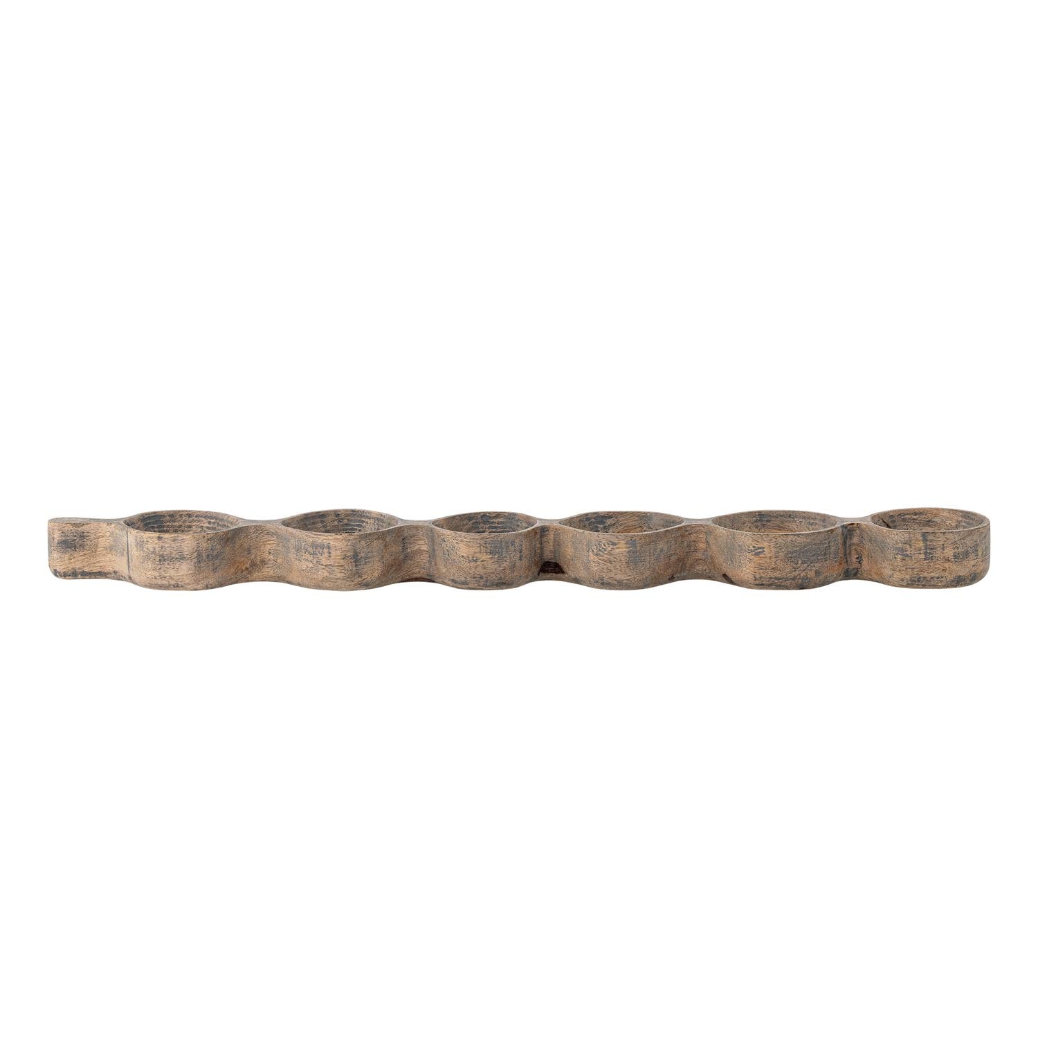 Elegantes Serviertablett aus grauem Mangoholz, ideal für stilvolles Servieren und dekorative Akzente.