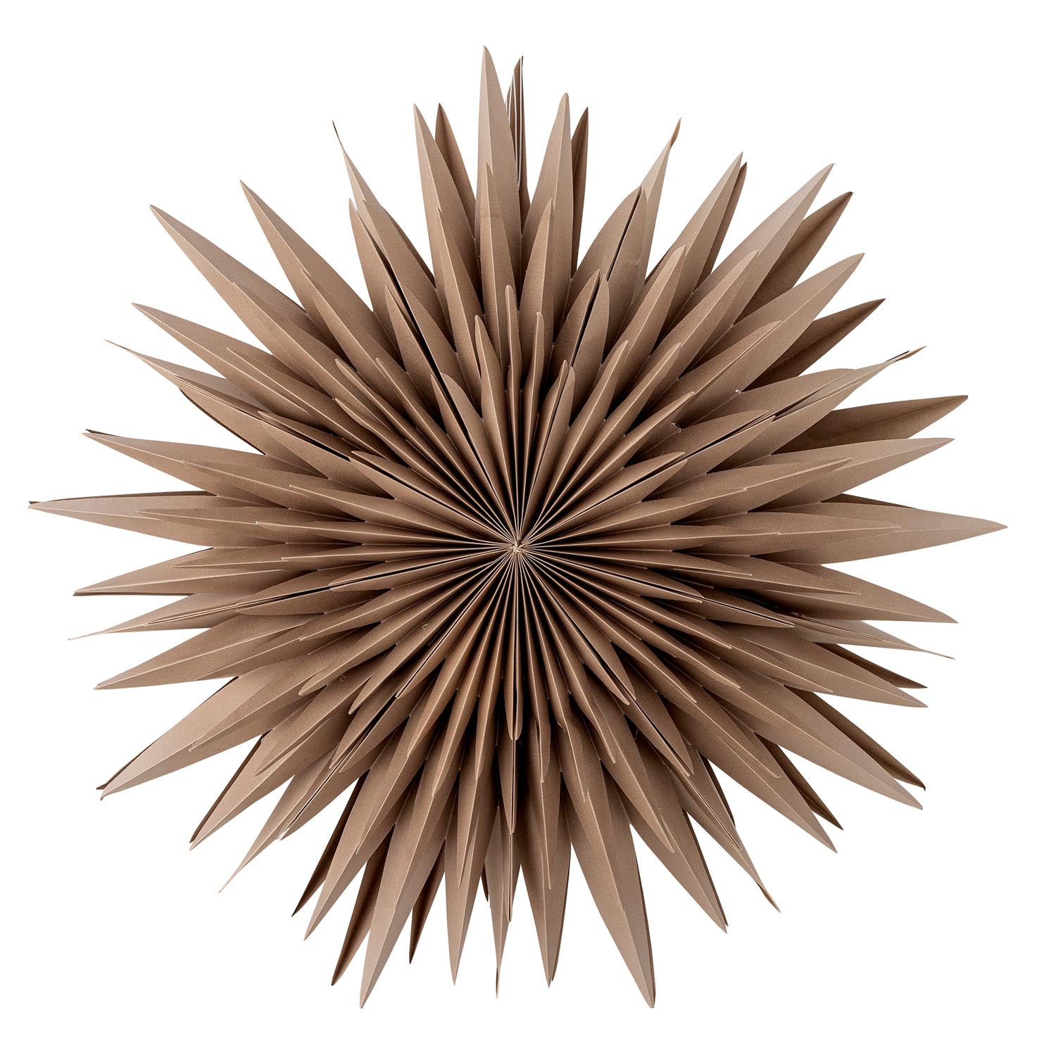 Elijas Stern mit Licht: Elegantes Design aus braunem Papier, warmes LED-Licht für gemütliche Atmosphäre, vielseitig einsetzbar.