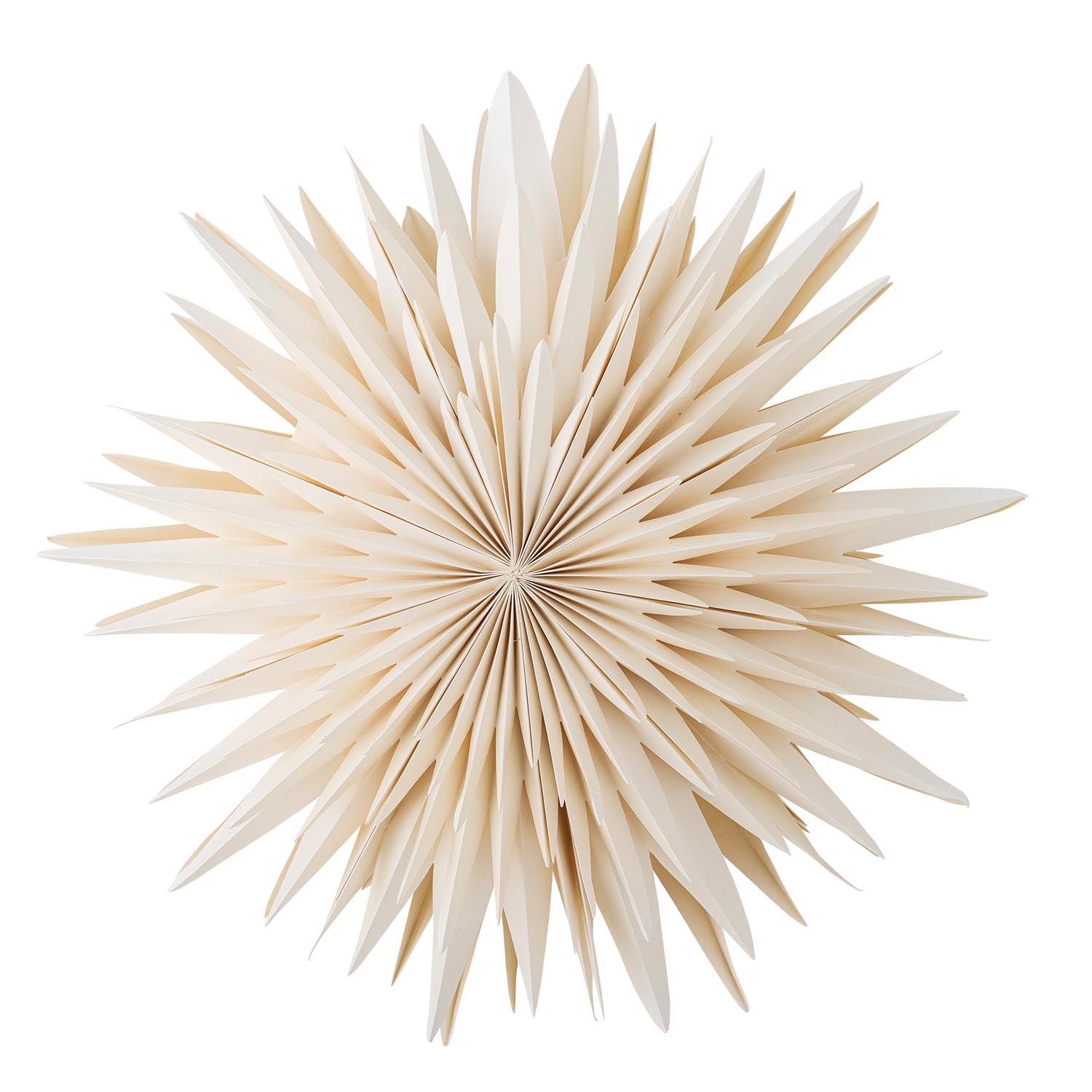Eleganter Elijas Stern aus weissem Papier mit LED-Licht von Bloomingville. Zeitlose Dekoration für eine gemütliche Atmosphäre.