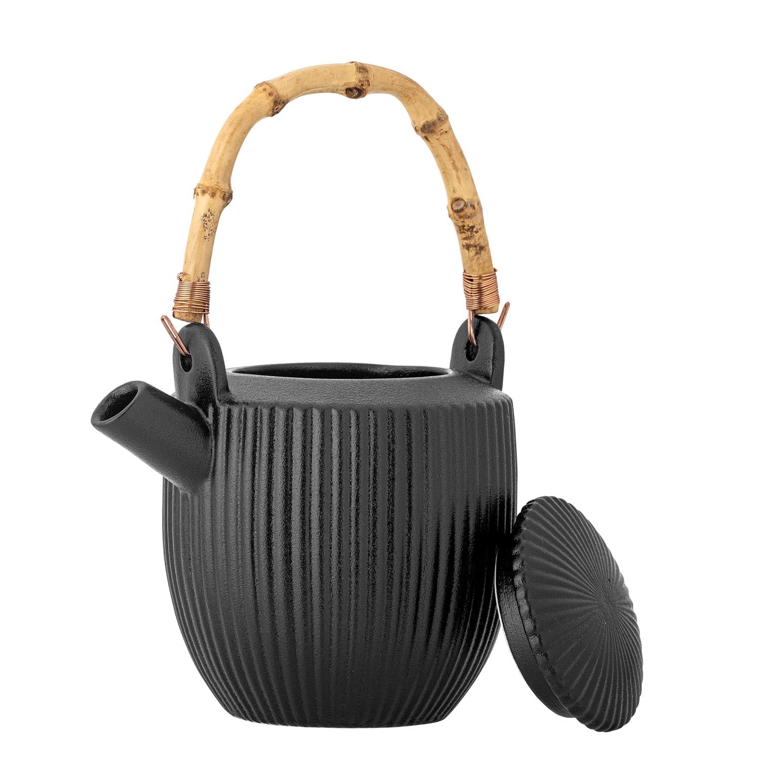 Stilvolle schwarze Teekanne aus Steingut von Bloomingville, perfekt für modernes Ambiente und genussvolle Teepausen.